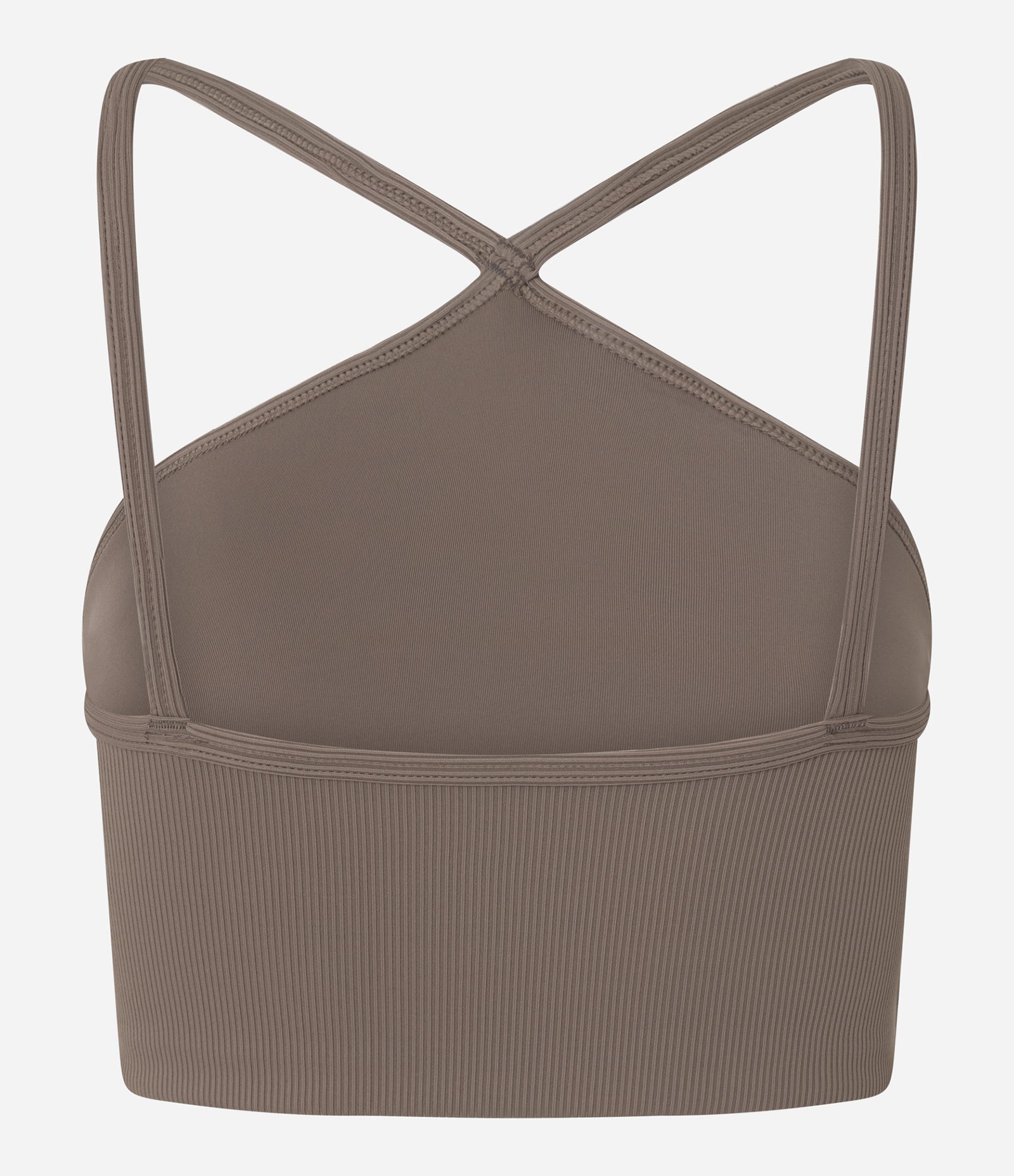 Top Esportivo Com Bojo Textura Canelada E Decote Halter Marrom 3