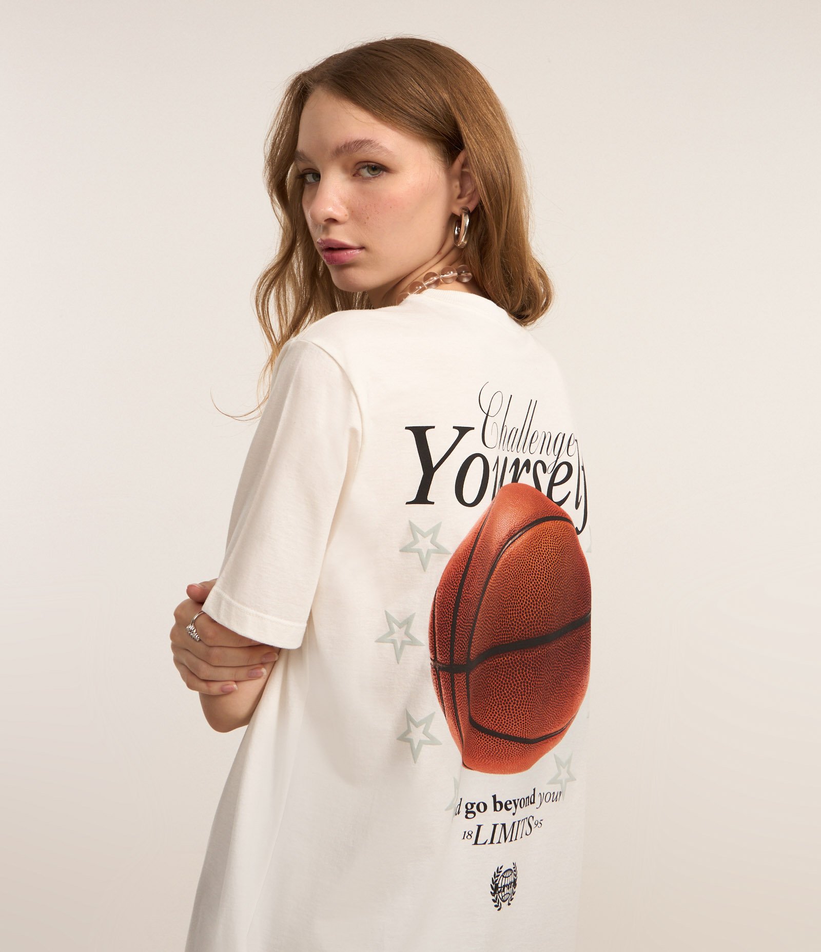 Camiseta em Algodão com Estampa Frente e Costas Challenge Yourself Branco 1