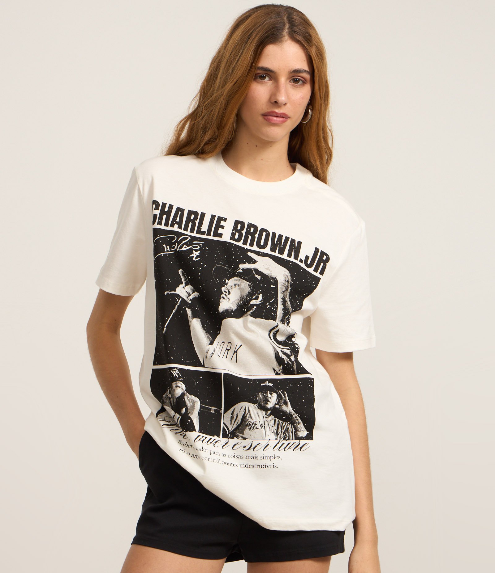 Camiseta em Algodão com Estampa Charlie Brown Jr Branco 3