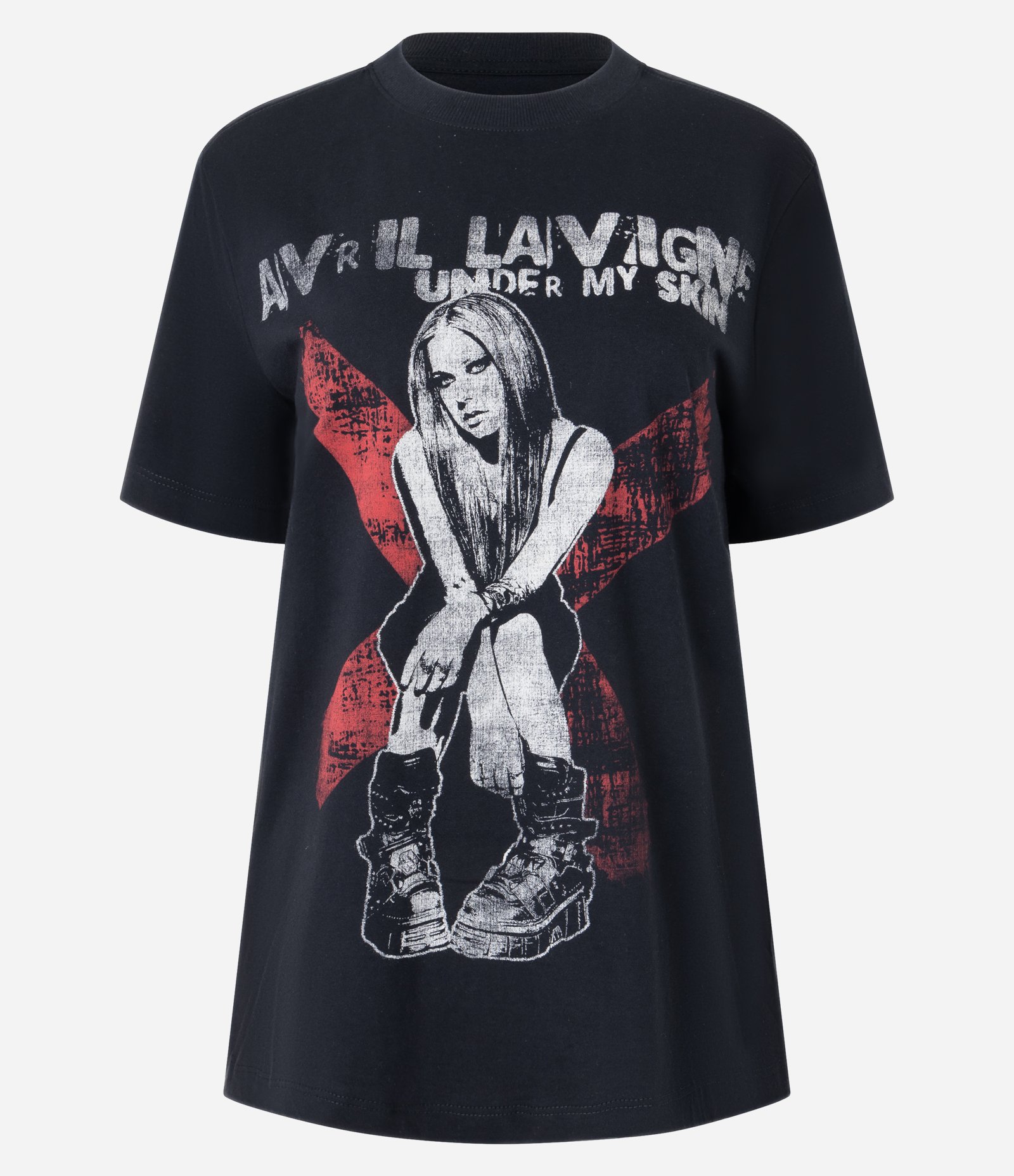 Camiseta T-Shirt em Algodão com Estampa Avril Lavigne Preto 4