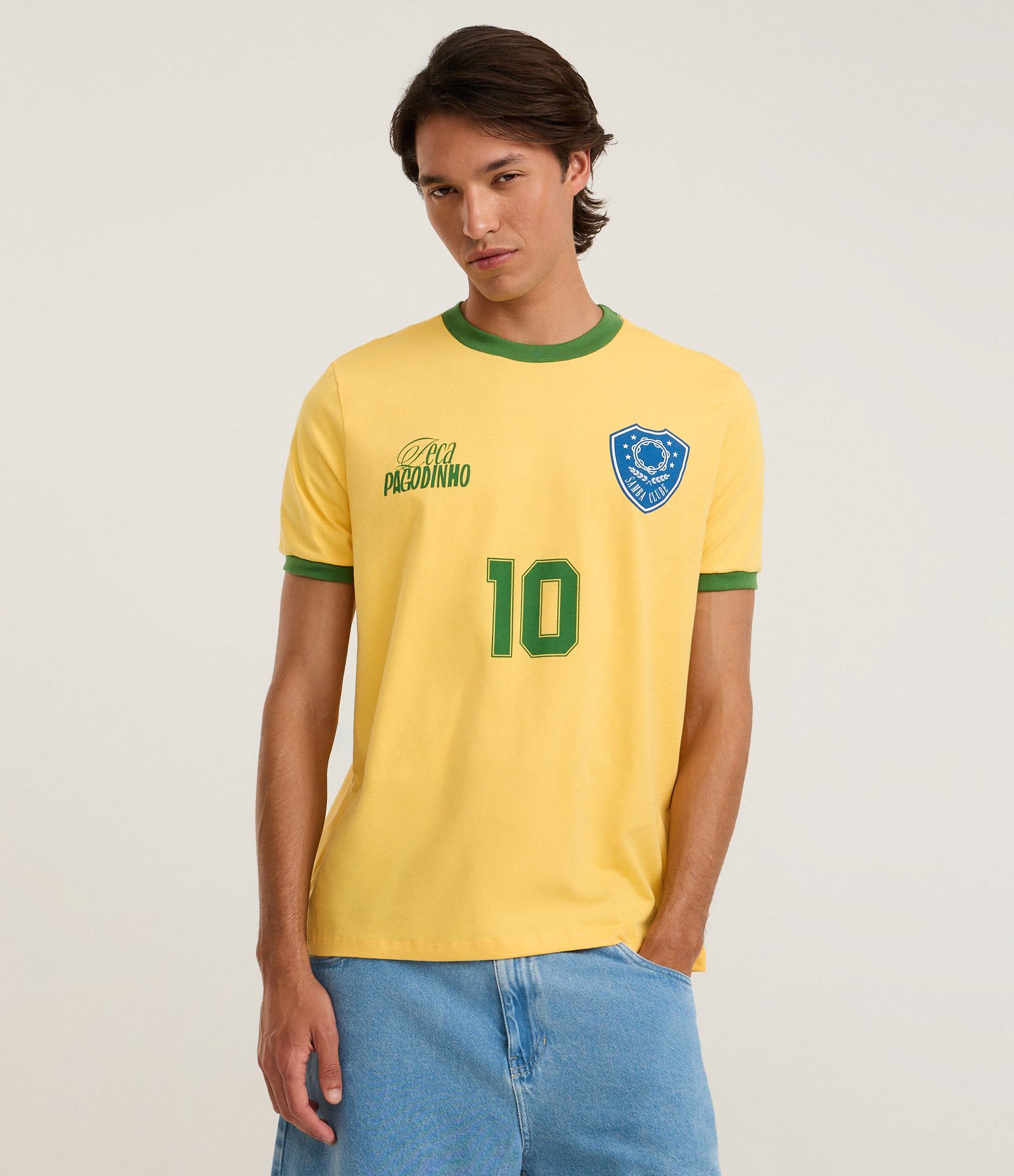Camiseta Regular em Algodão com Estampa Zeca Pagodinho Amarelo 3