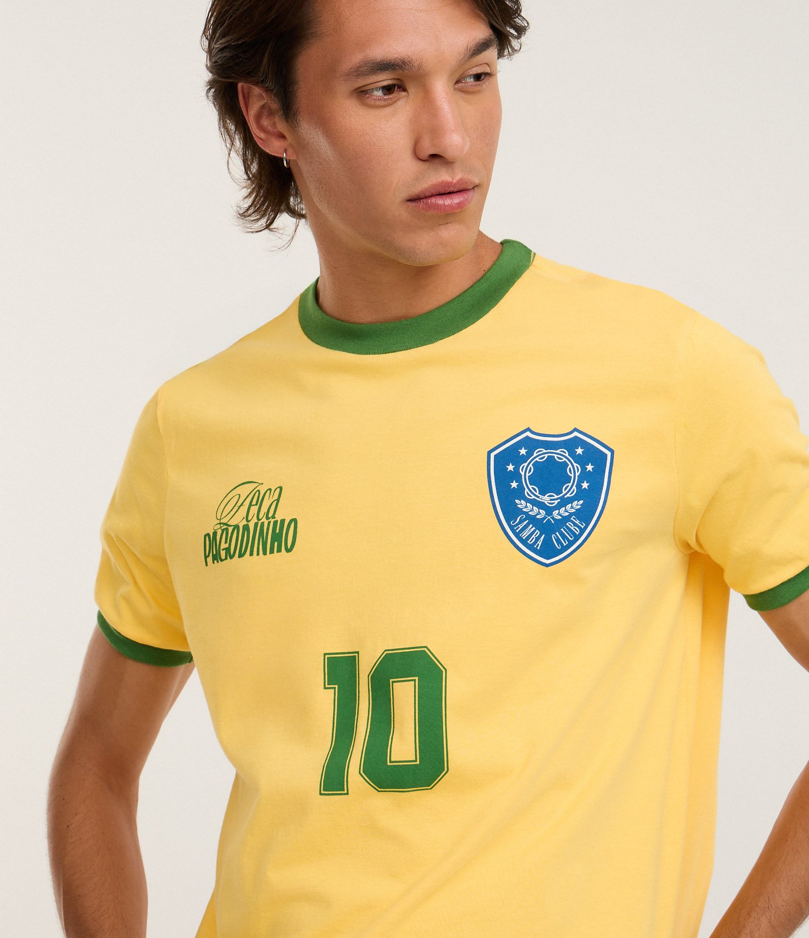 Camiseta Regular em Algodão com Estampa Zeca Pagodinho Amarelo 6