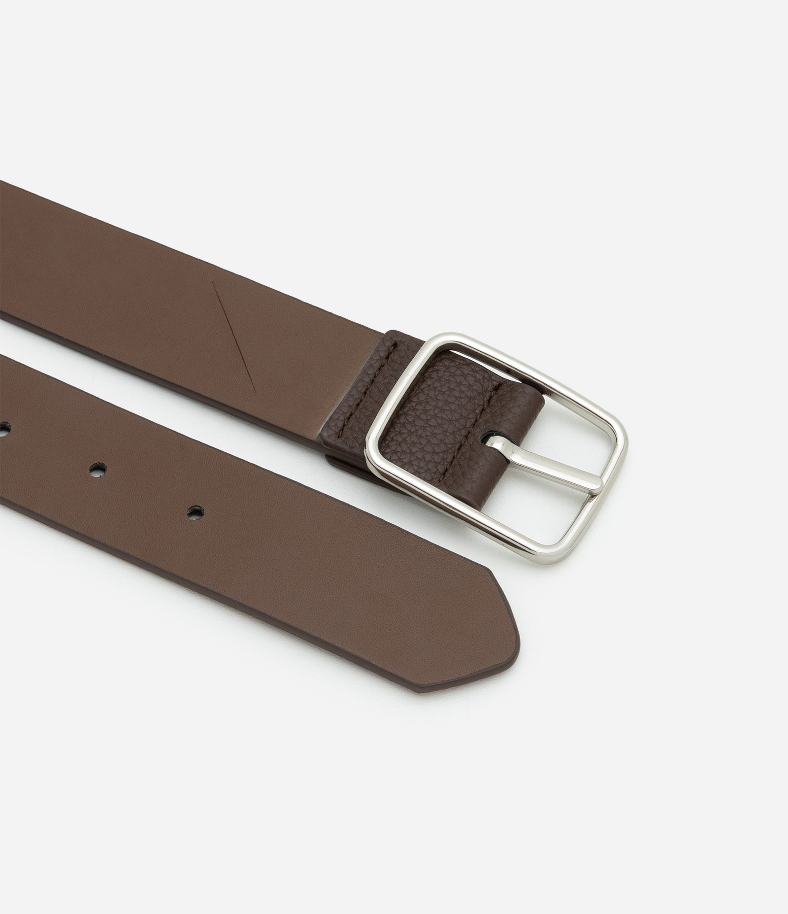 Cinto Reversível em Material Sintético com Fivela Fina Marrom 2