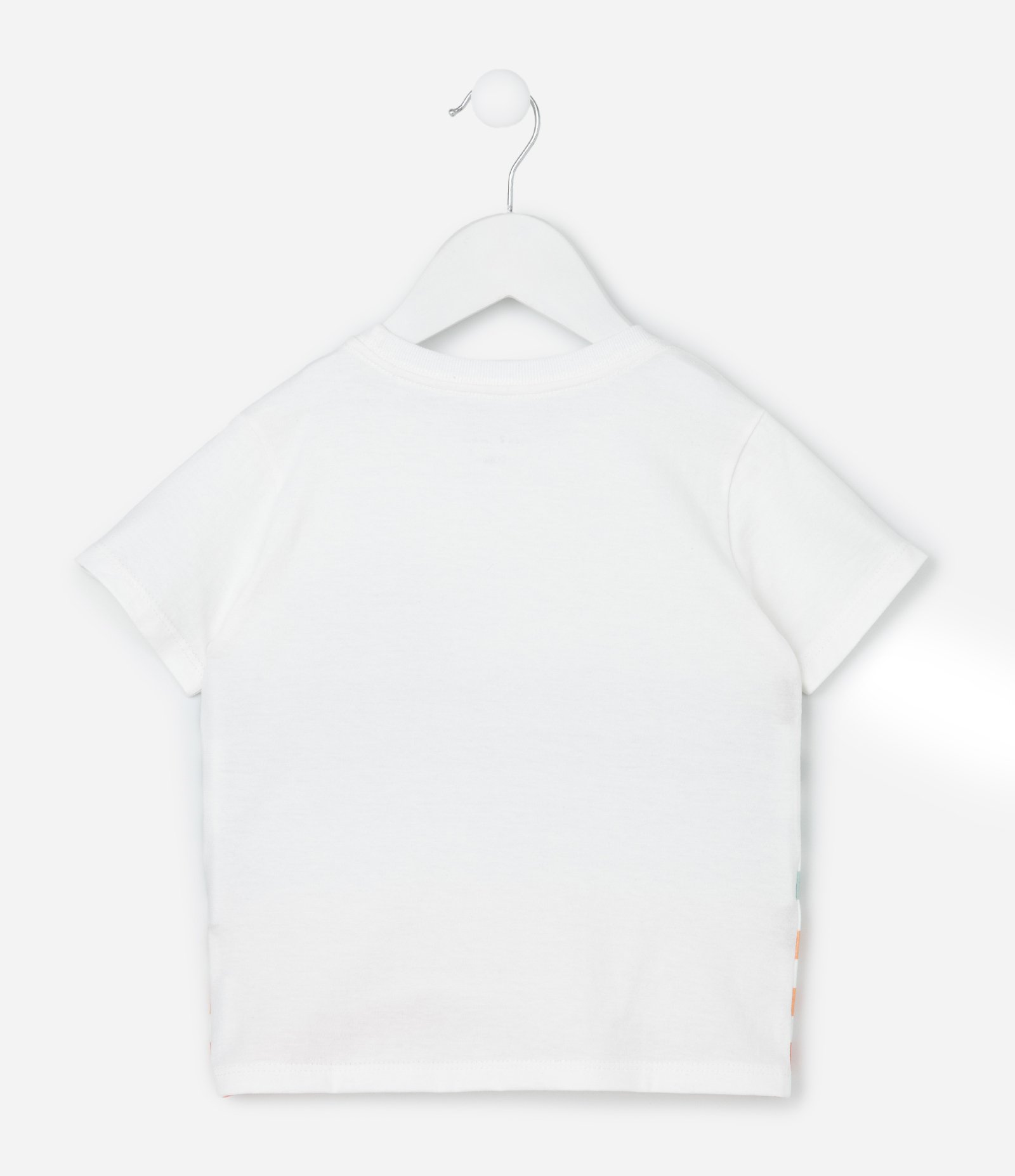 Camiseta Infantil com Bolsinho e Listras - Tam 1 a 6 Anos Branco 3