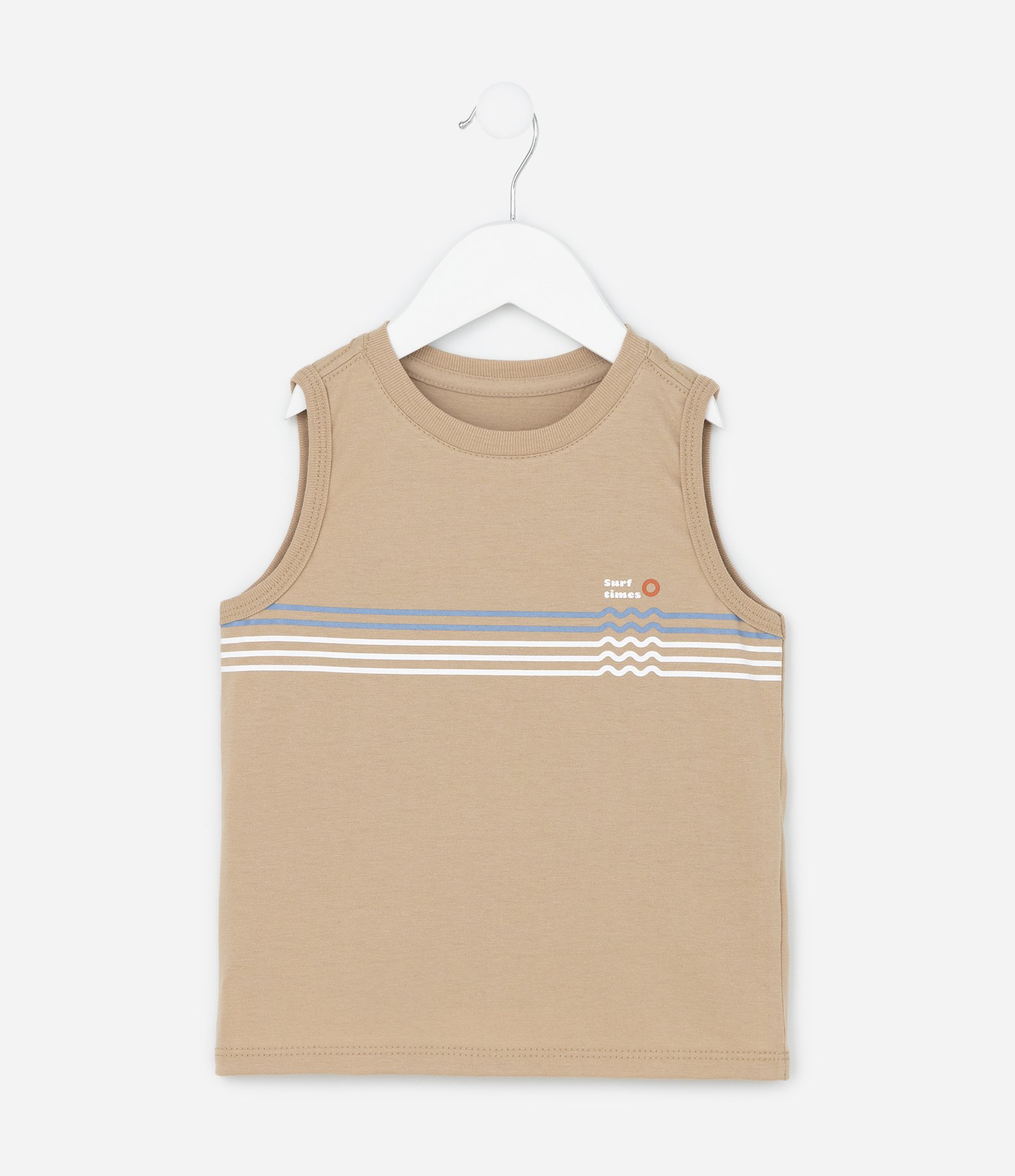 Regata Infantil com Estampa de Listras e Ondas - Tam 1 a 6 Anos Bege 1