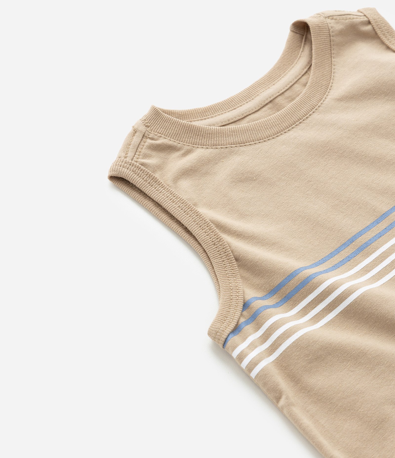 Regata Infantil com Estampa de Listras e Ondas - Tam 1 a 6 Anos Bege 4