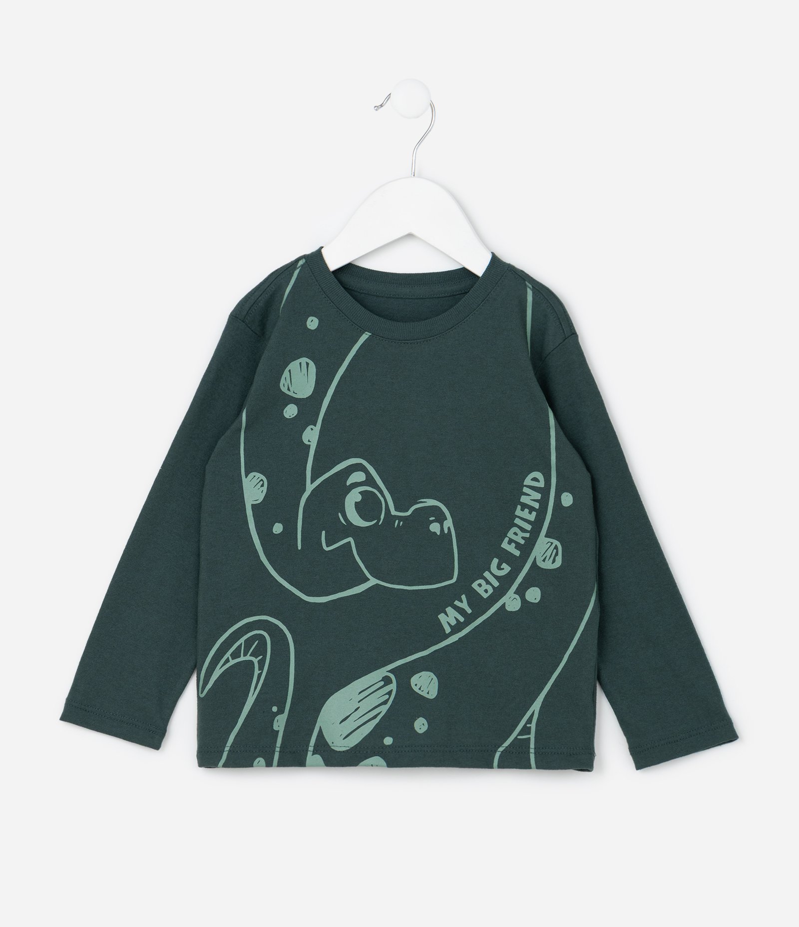 Camiseta Infantil com Estampa de Dinossauro - Tam 1 a 6 Anos Verde 1