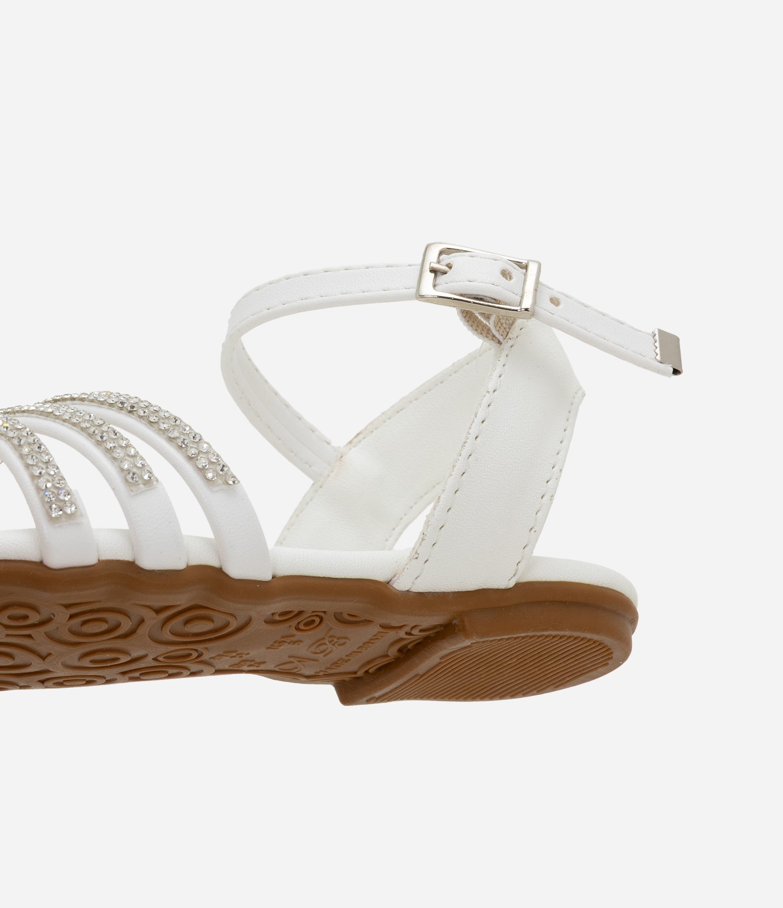 Sandália Infantil de Tiras com Strass - Tam 20 ao 24 Branco 3