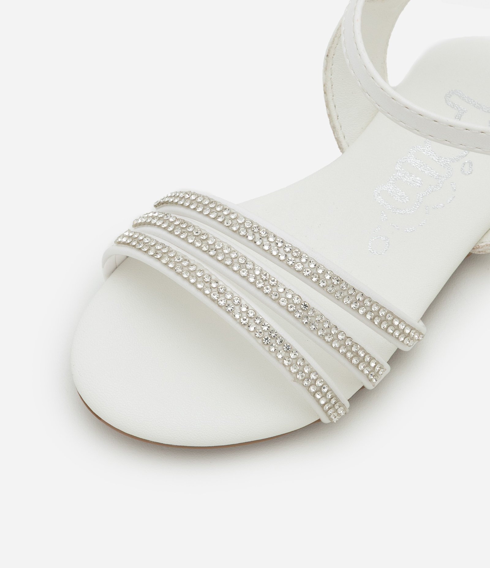 Sandália Infantil de Tiras com Strass - Tam 20 ao 24 Branco 4