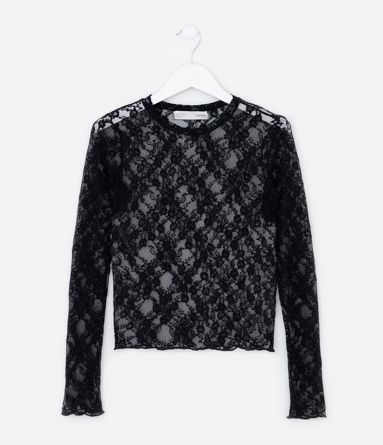 Blusa Infantil em Tule Rendado - Tam 7 a 14 Anos Preto 2