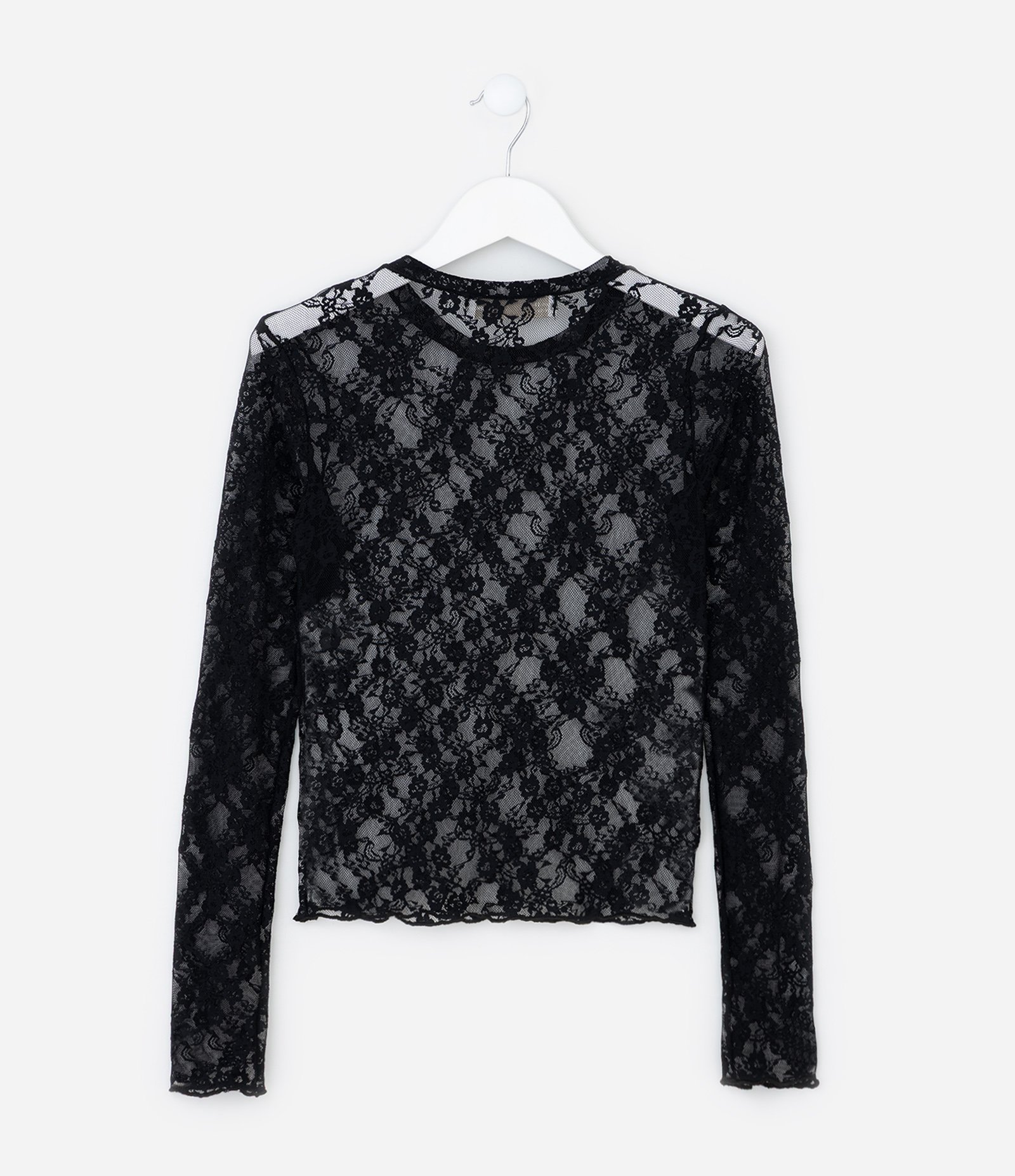 Blusa Infantil em Tule Rendado - Tam 7 a 14 Anos Preto 3