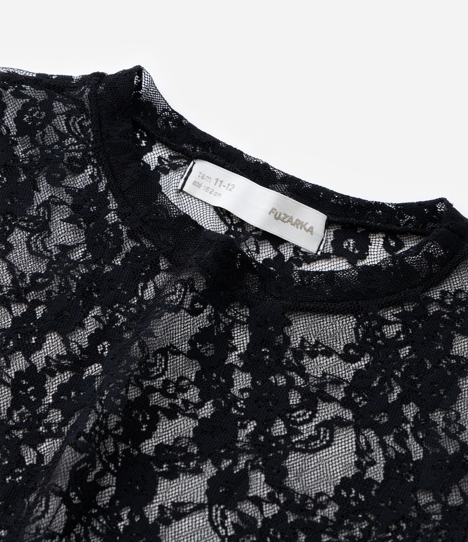 Blusa Infantil em Tule Rendado - Tam 7 a 14 Anos Preto 6