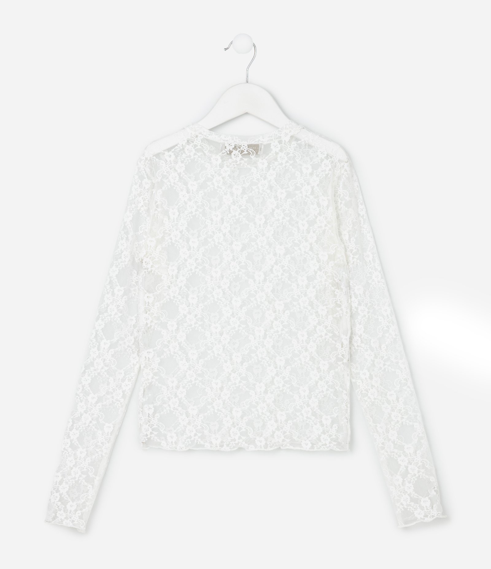 Blusa Infantil em Tule Rendado - Tam 7 a 14 Anos Branco 3