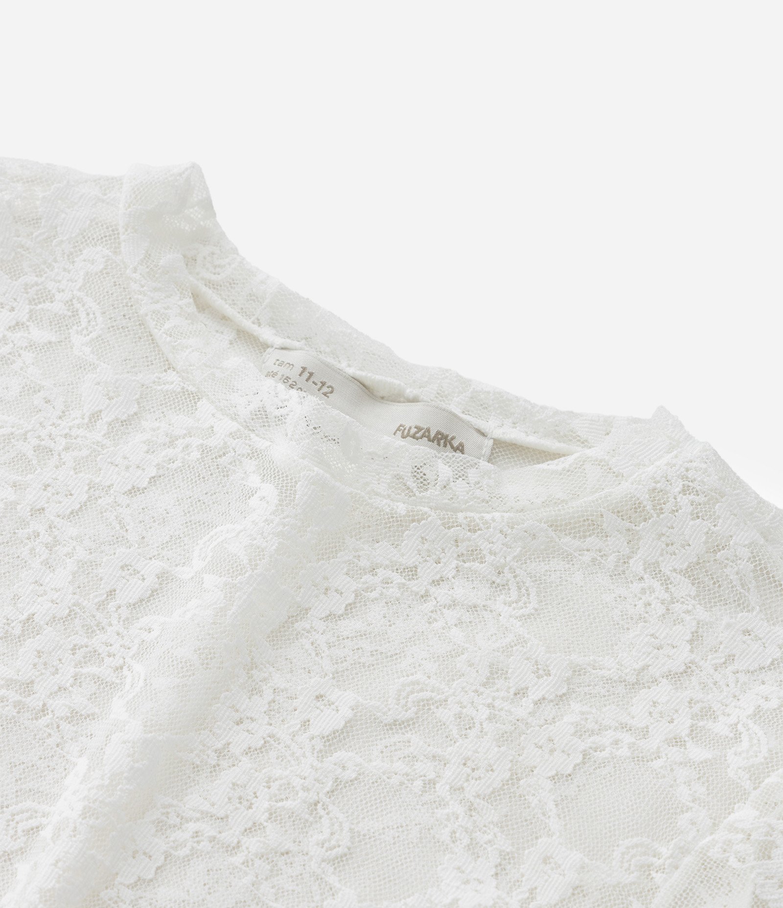 Blusa Infantil em Tule Rendado - Tam 7 a 14 Anos Branco 6