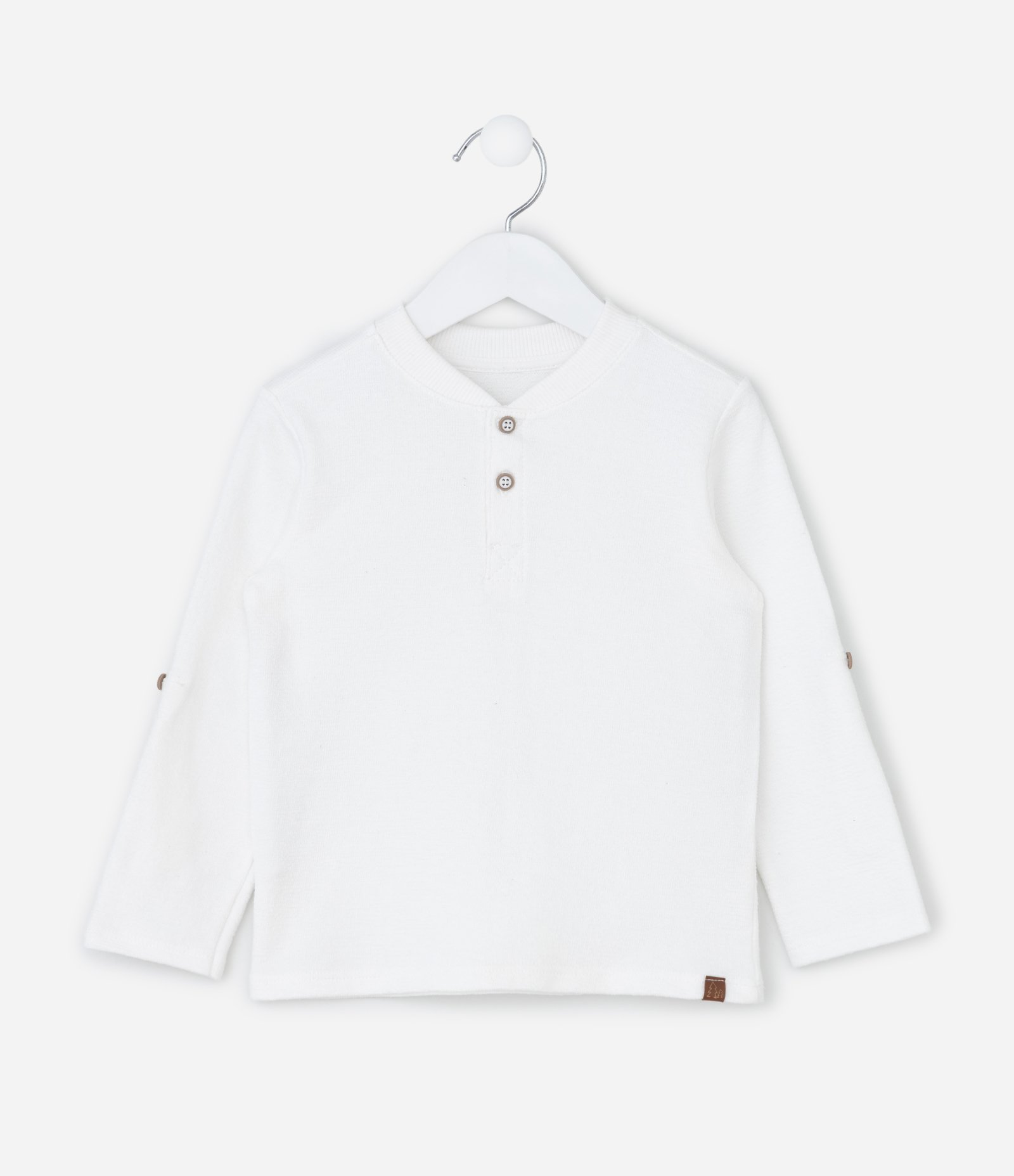 Camiseta Infantil Texturizada com Botão na Manga - Tam 1 a 6 Anos Branco 1