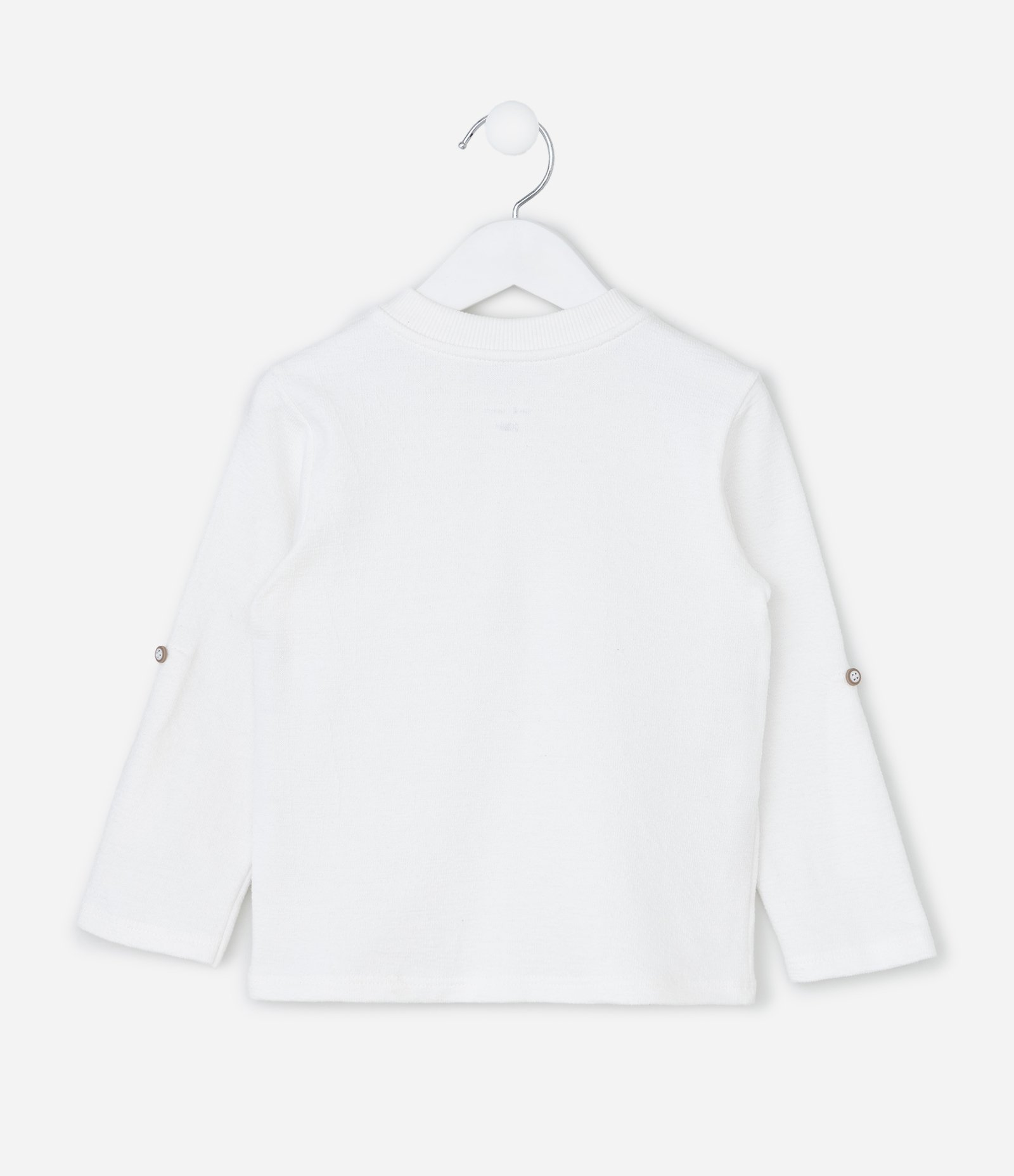 Camiseta Infantil Texturizada com Botão na Manga - Tam 1 a 6 Anos Branco 2