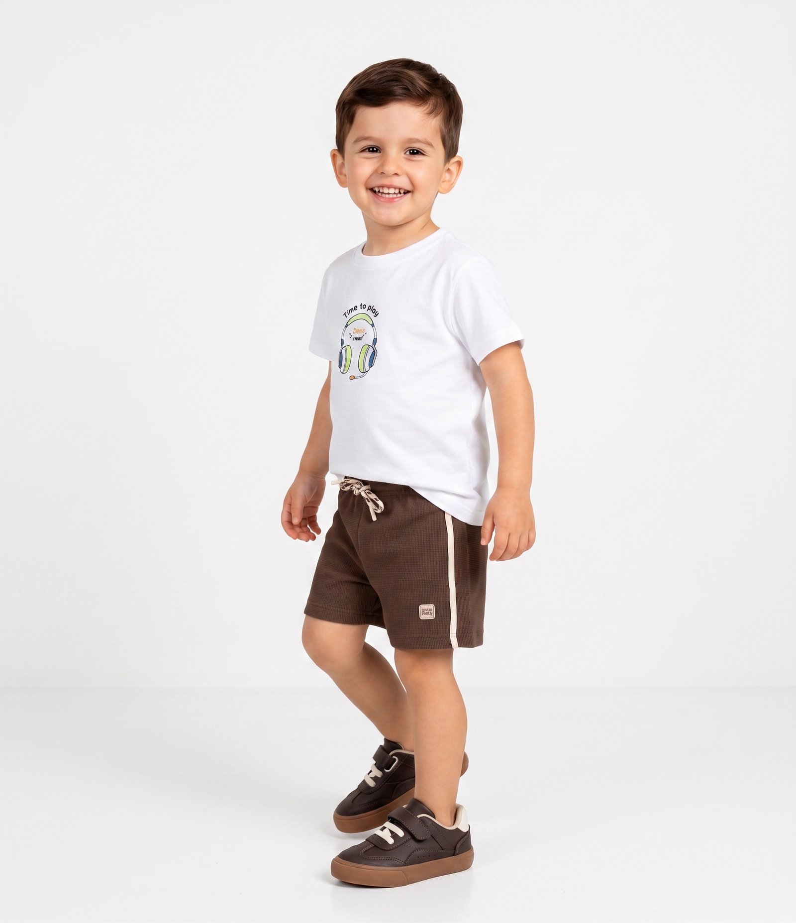 Bermuda Infantil em Moletom Texturizada - Tam 1 a 6 Anos Marrom 2