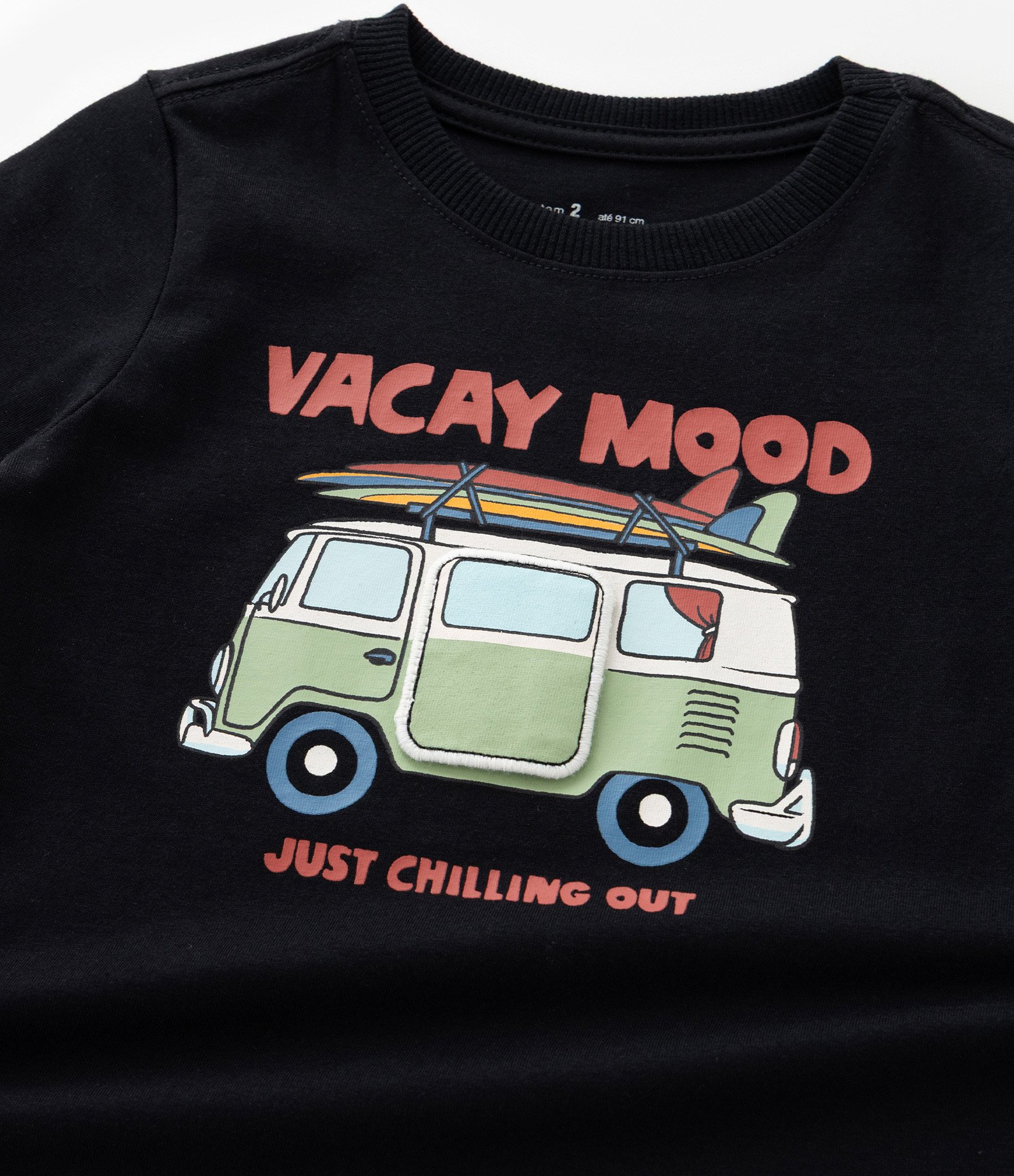 Camiseta Infantil com Estampa de Kombi - Tam 1 a 6 Anos Preto 6