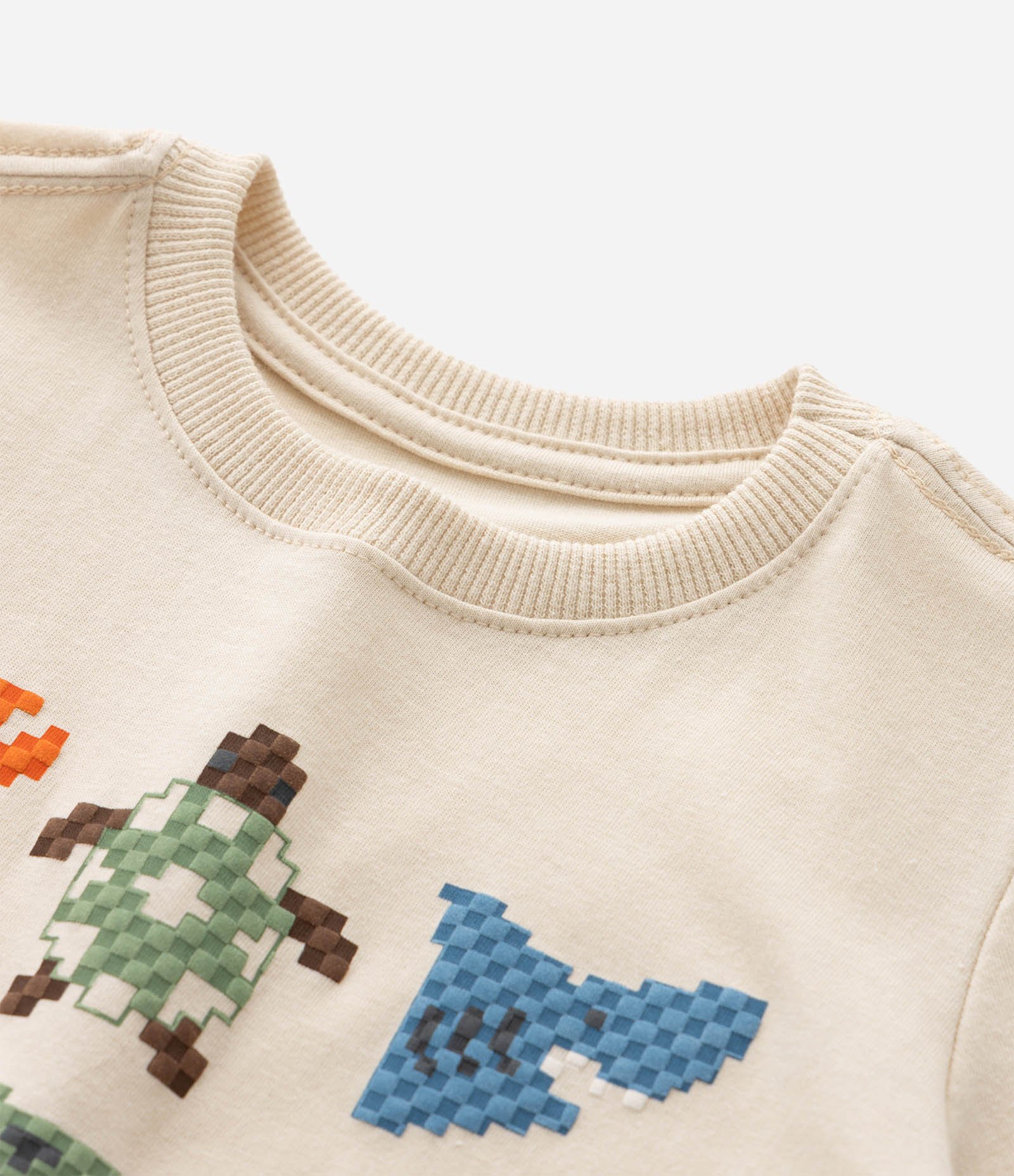 Camiseta Infantil com Estampa de Animais em Pixels - 1 a 6 Anos Bege 4