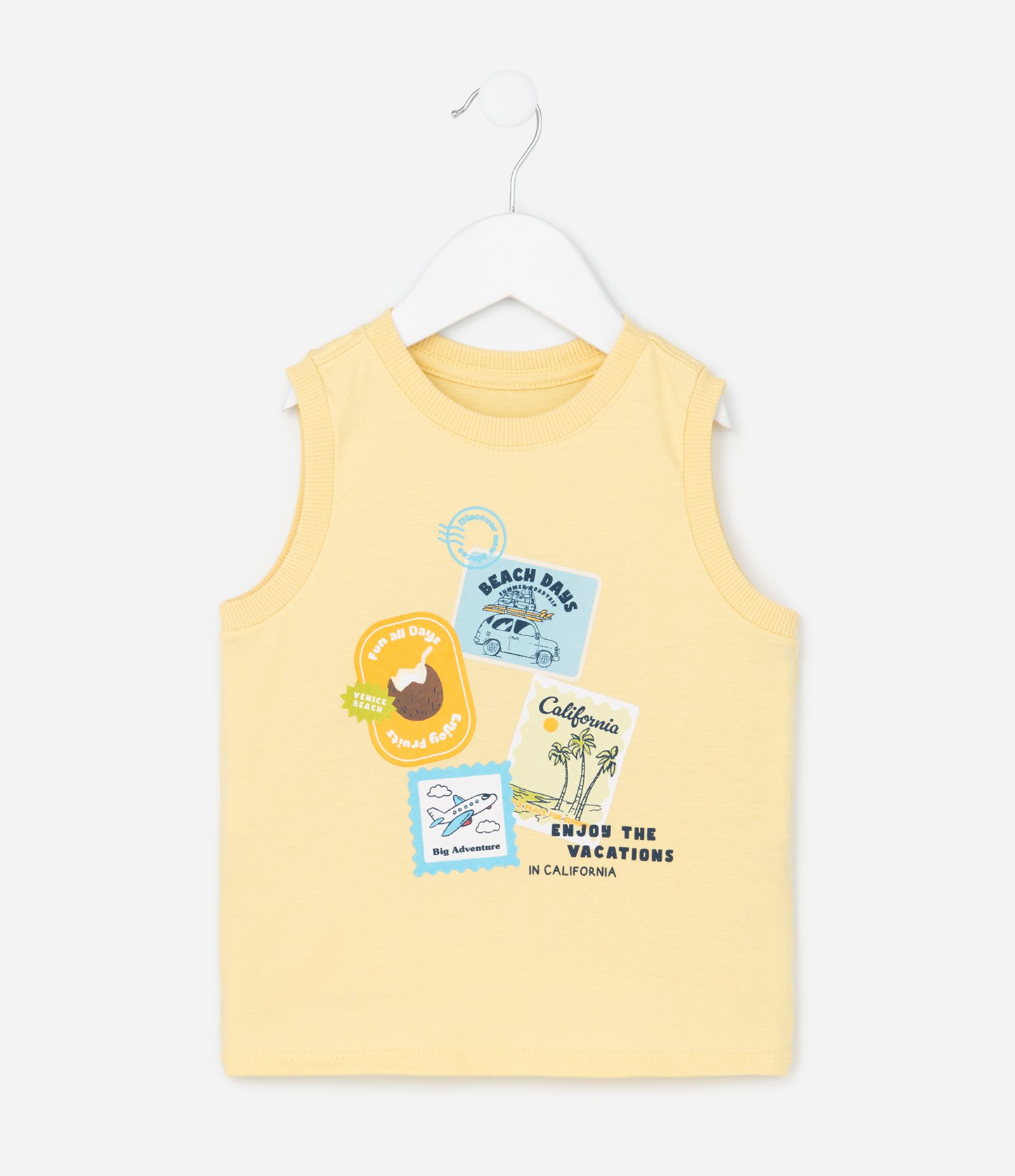 Regata Infantil com Estampa de Selos Tropicais - Tam 1 a 6 Anos Amarelo 1