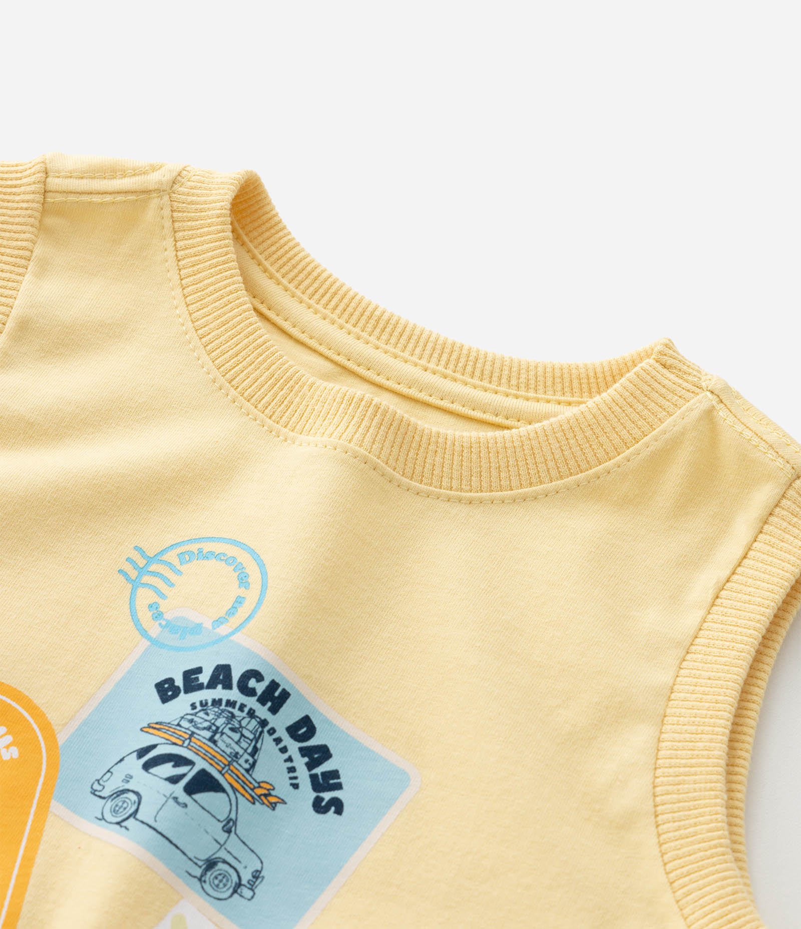 Regata Infantil com Estampa de Selos Tropicais - Tam 1 a 6 Anos Amarelo 5