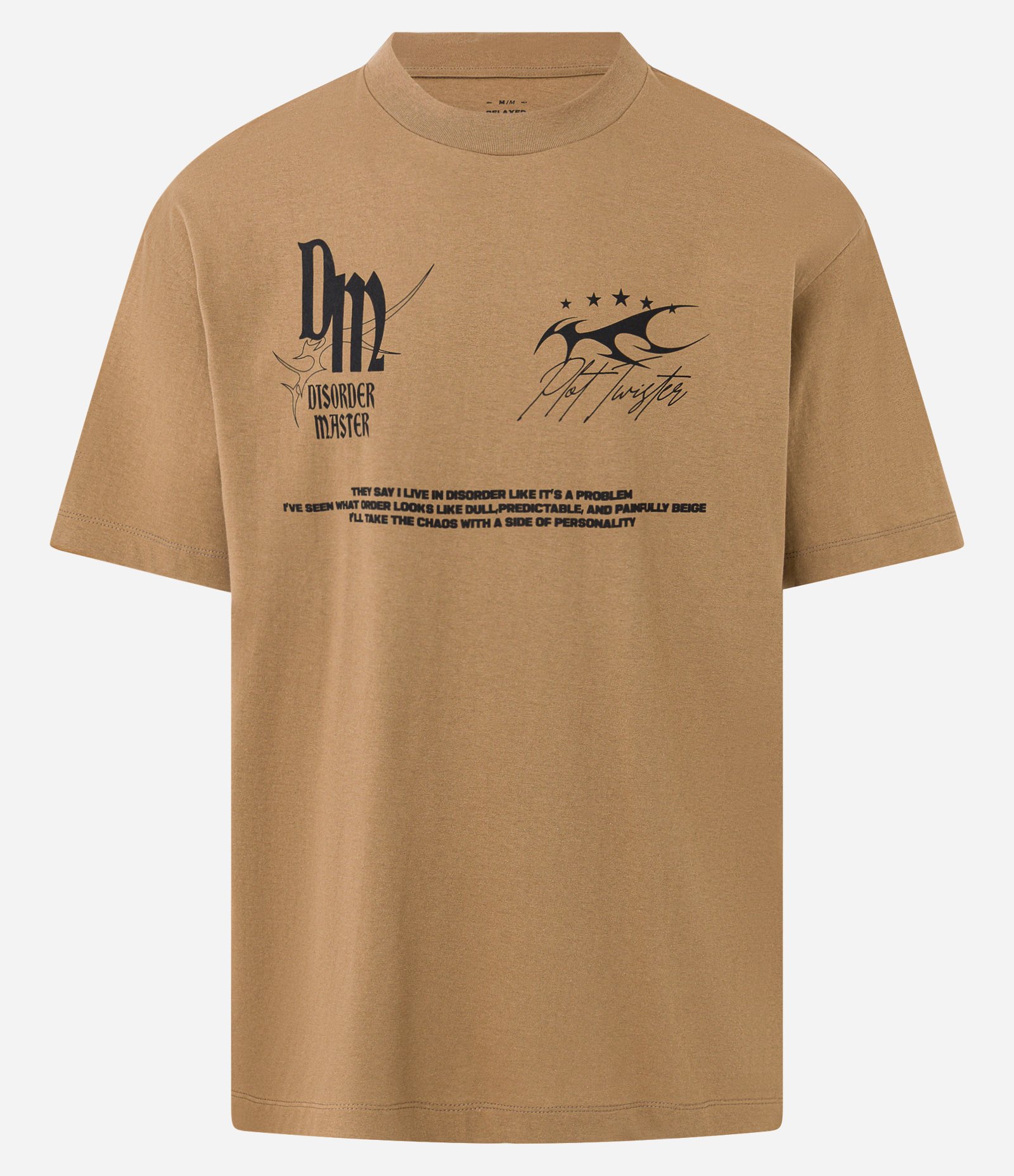 Camiseta Manga Curta em Meia Malha com Estampa Lettering Frente e Costas Marrom 5