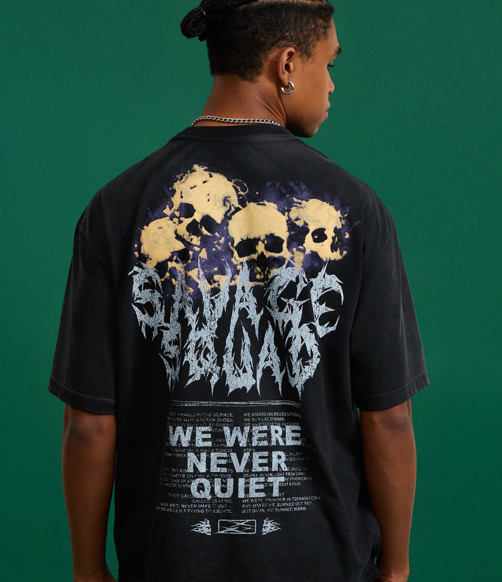 Camiseta Boxy em Algodão Estonado com Estampa Savage Squad Preto 1