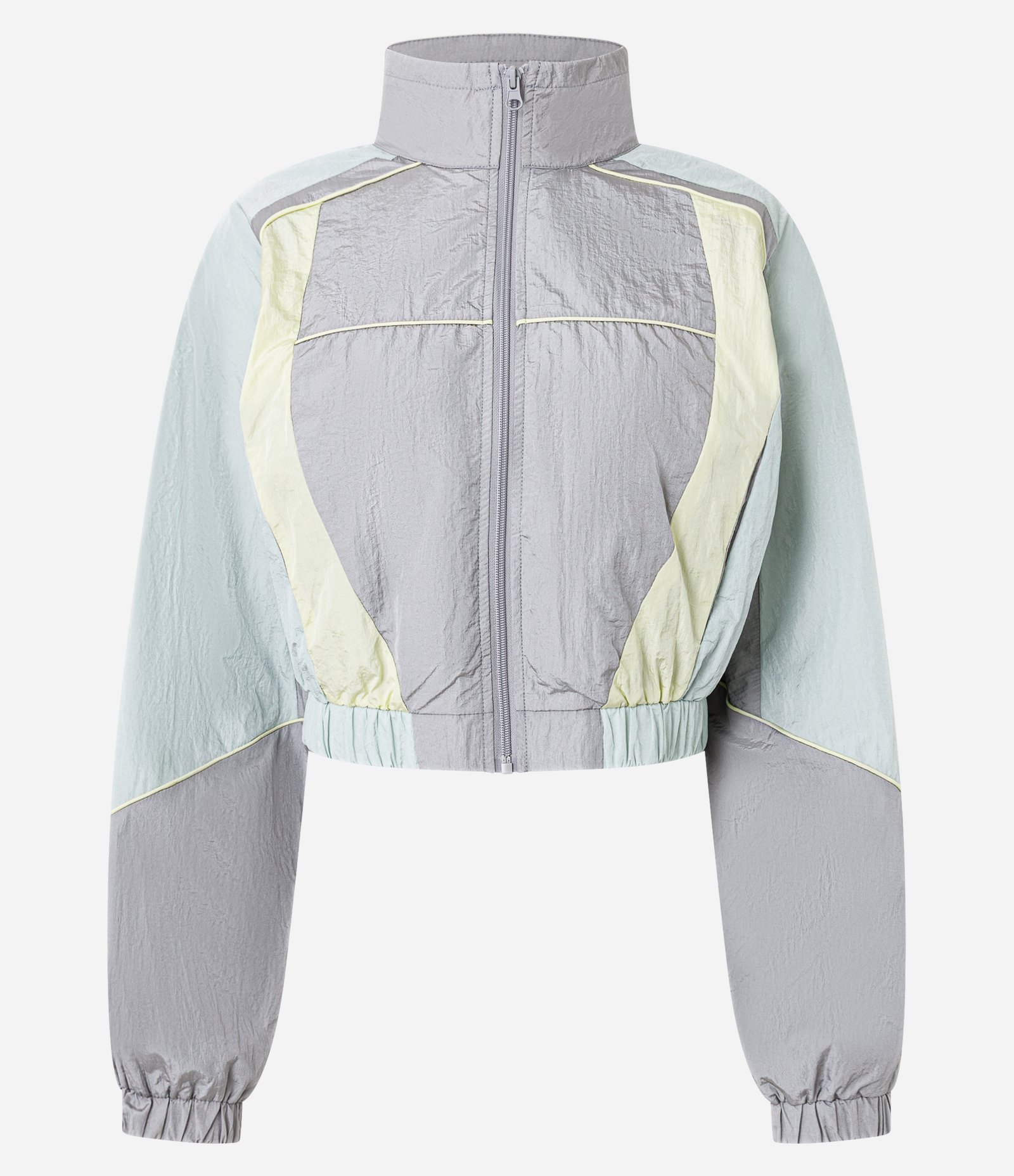 Jaqueta Corta Vento com Recortes e Gola Alta Cinza 5