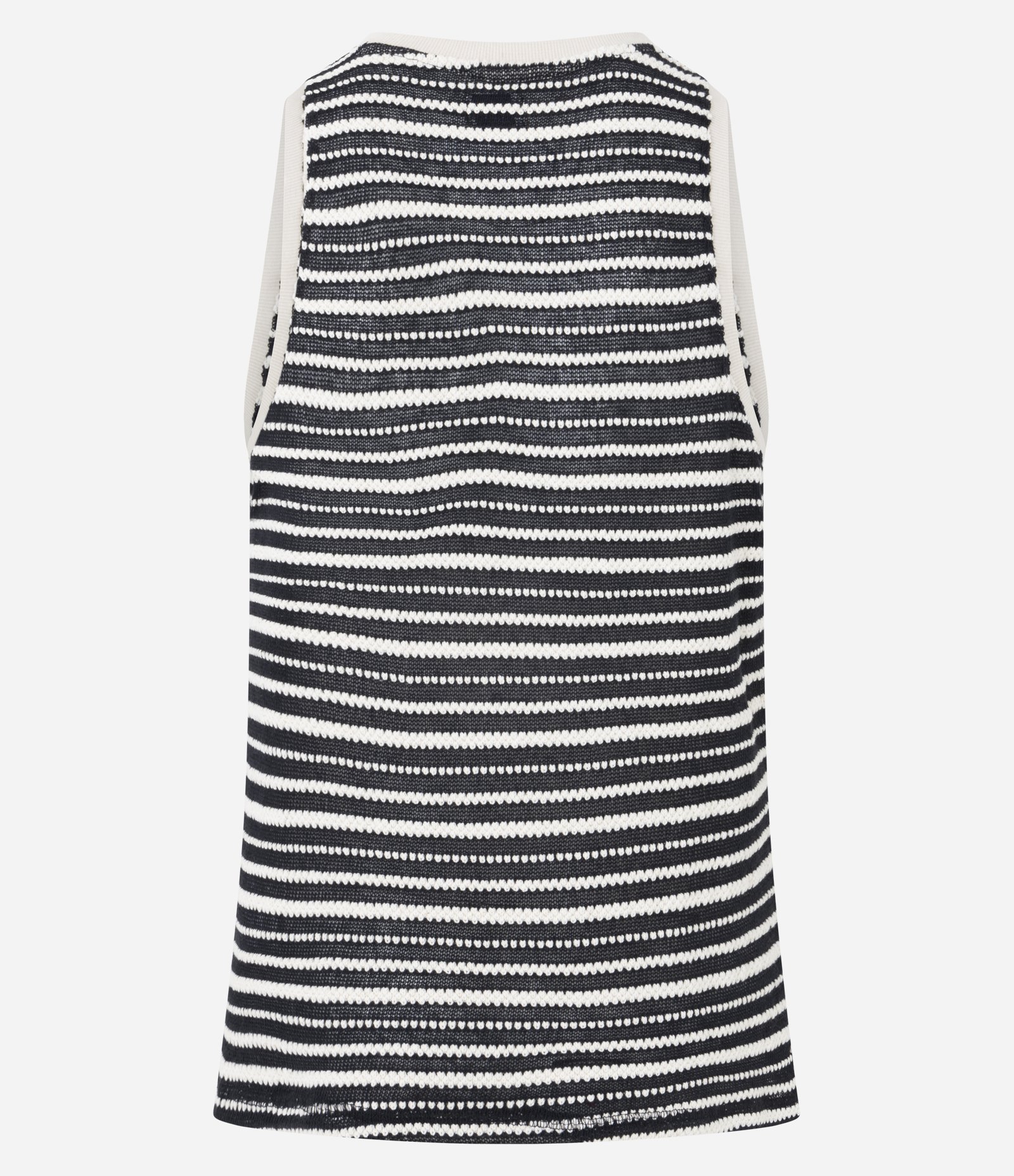 Regata Regular em Algodão com Efeito Crochê Texturizado com Listras Branco 3