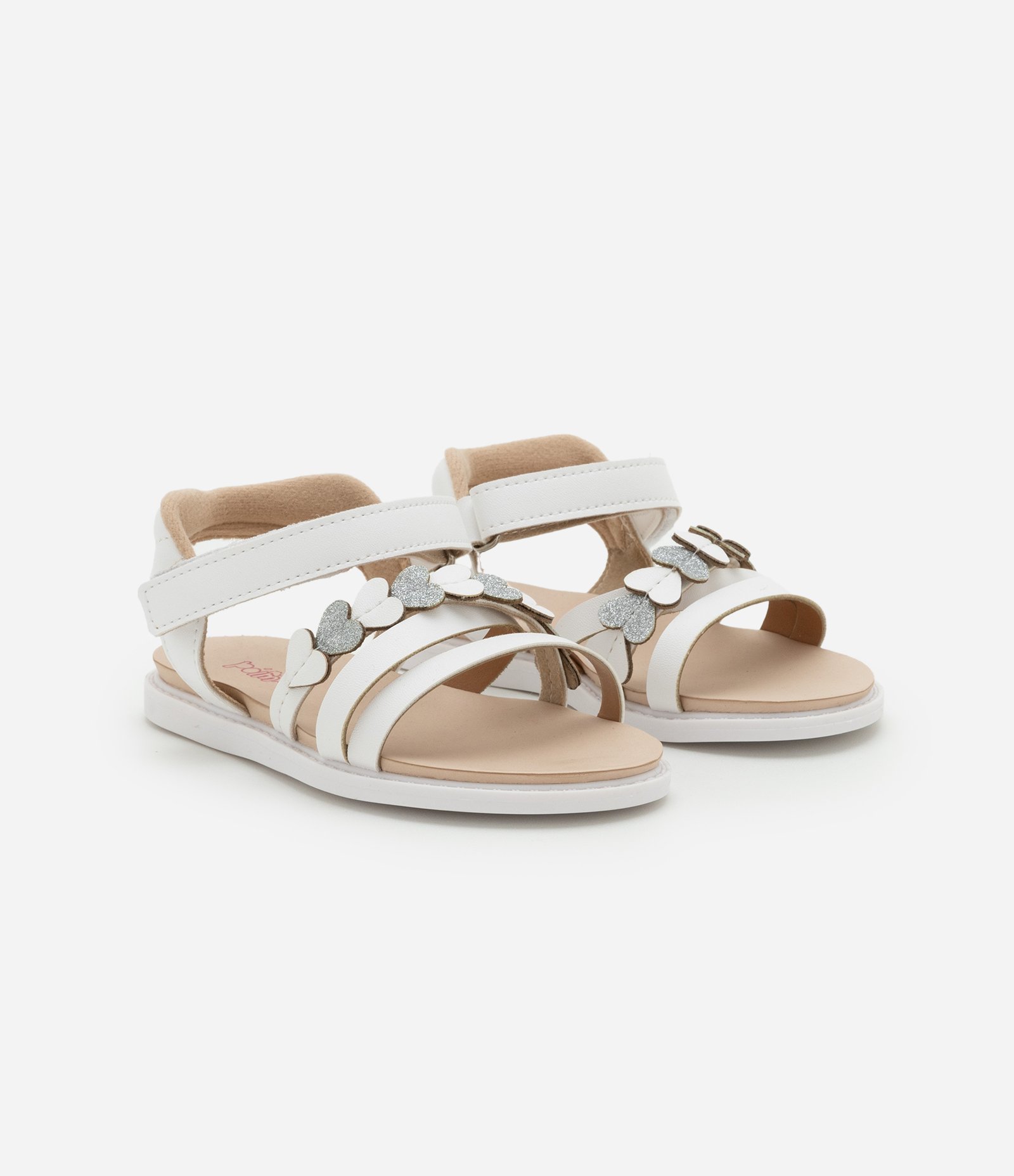 Sandália Infantil Flatform em PU com Flor Aplicada - Tam 20 ao 25 Off White 1