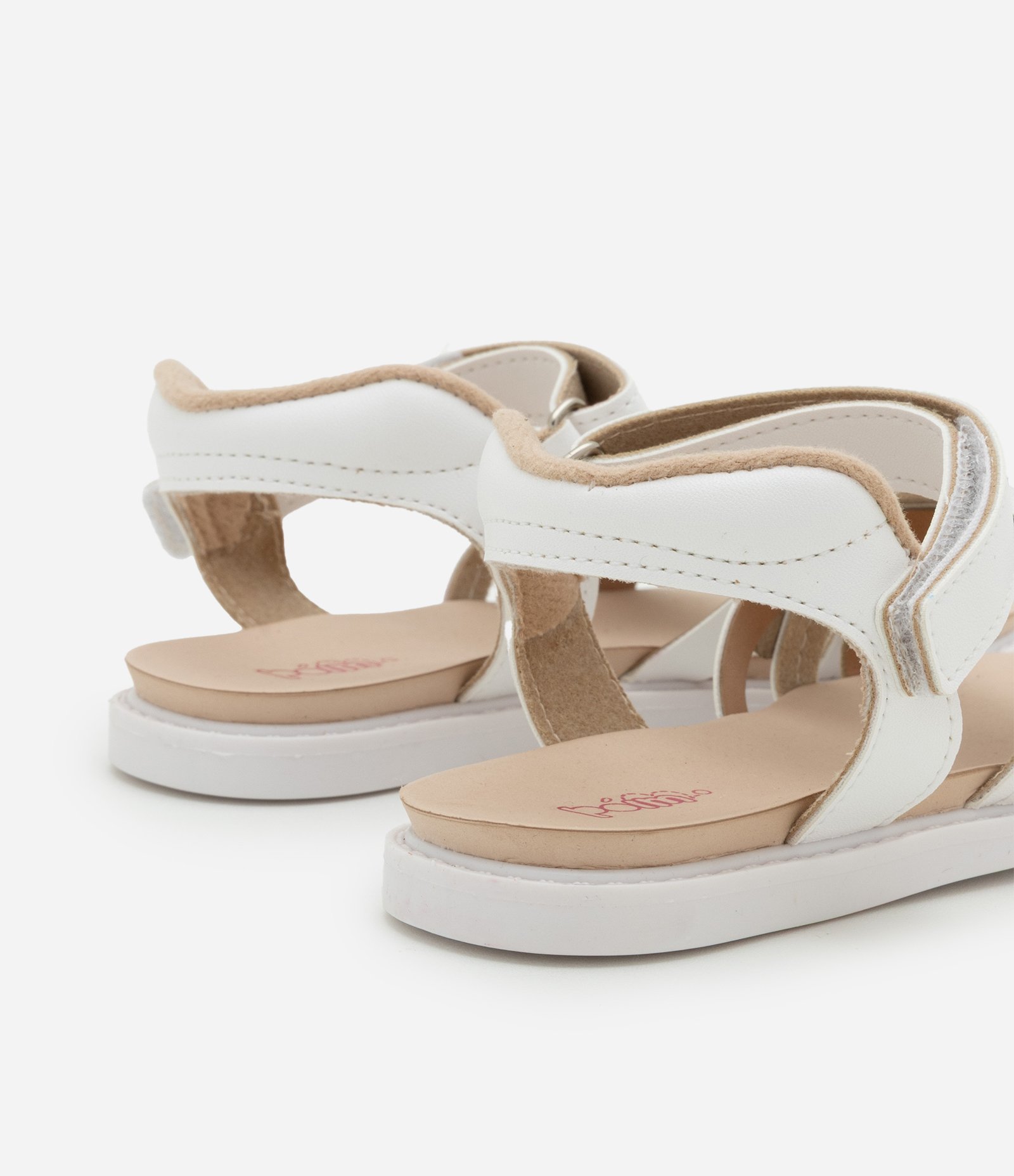 Sandália Infantil Flatform em PU com Flor Aplicada - Tam 20 ao 25 Off White 2