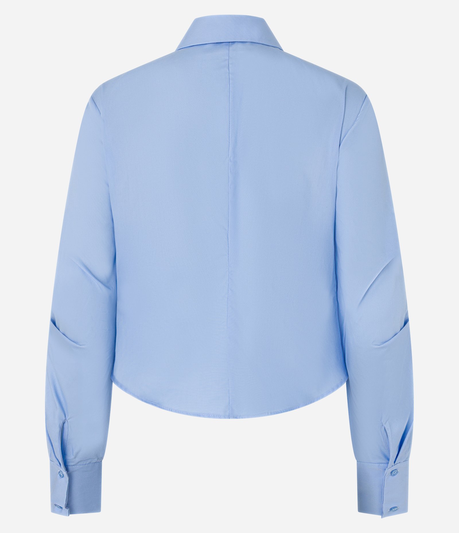 Camisa em Tricoline com Fechamento Frontal Assimétrico e Pregas Azul 7