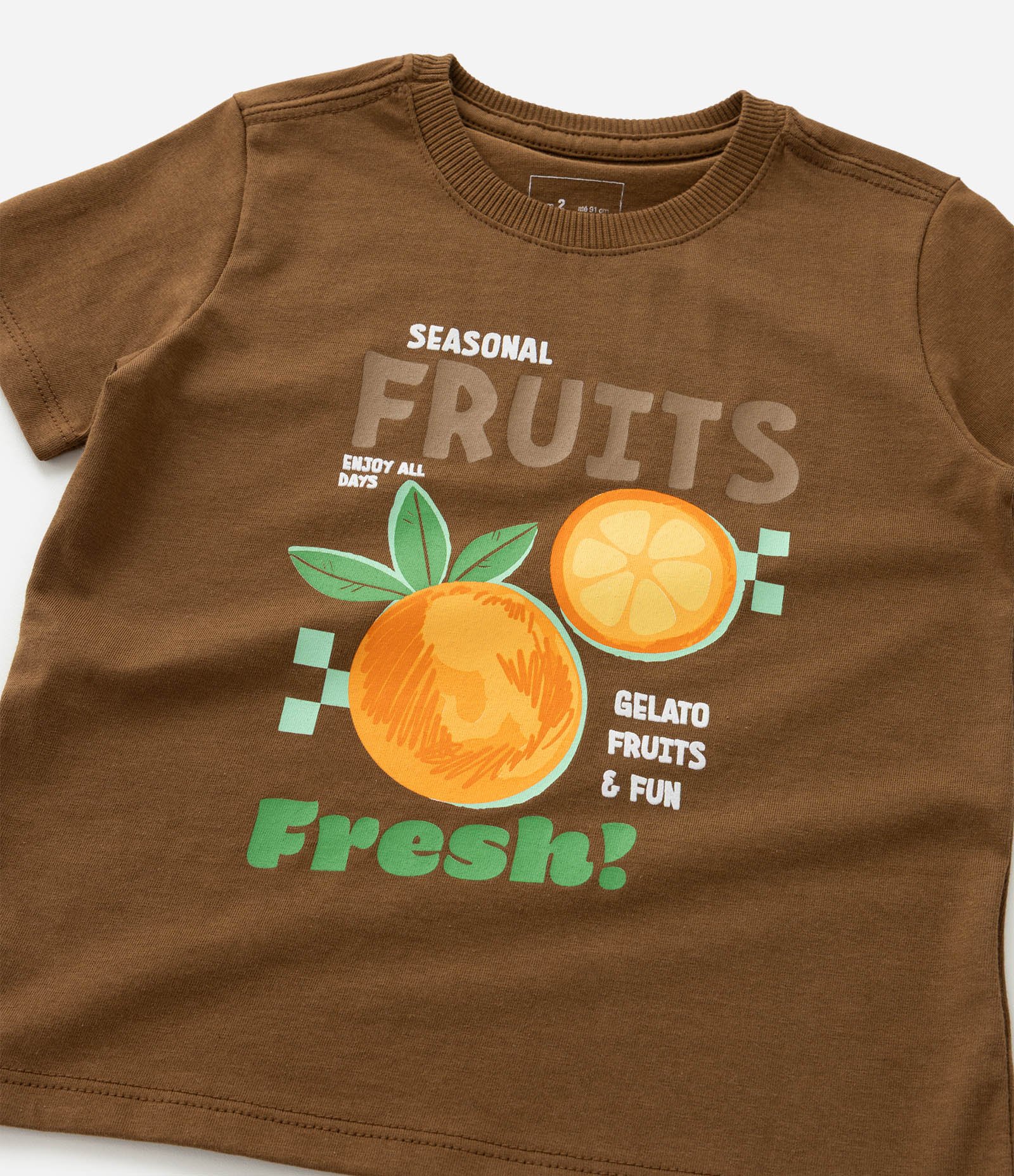 Camiseta Infantil com Estampa de Laranja - Tam 1 a 6 Anos Marrom 5