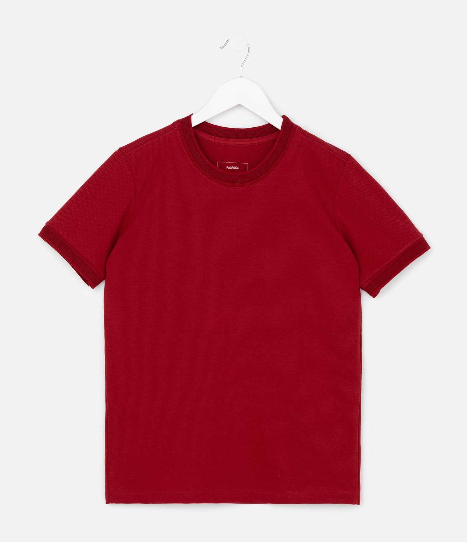 Camiseta Infantil Texturizada com Viés Contrastantes - 5 a 14 Anos Vermelho 1