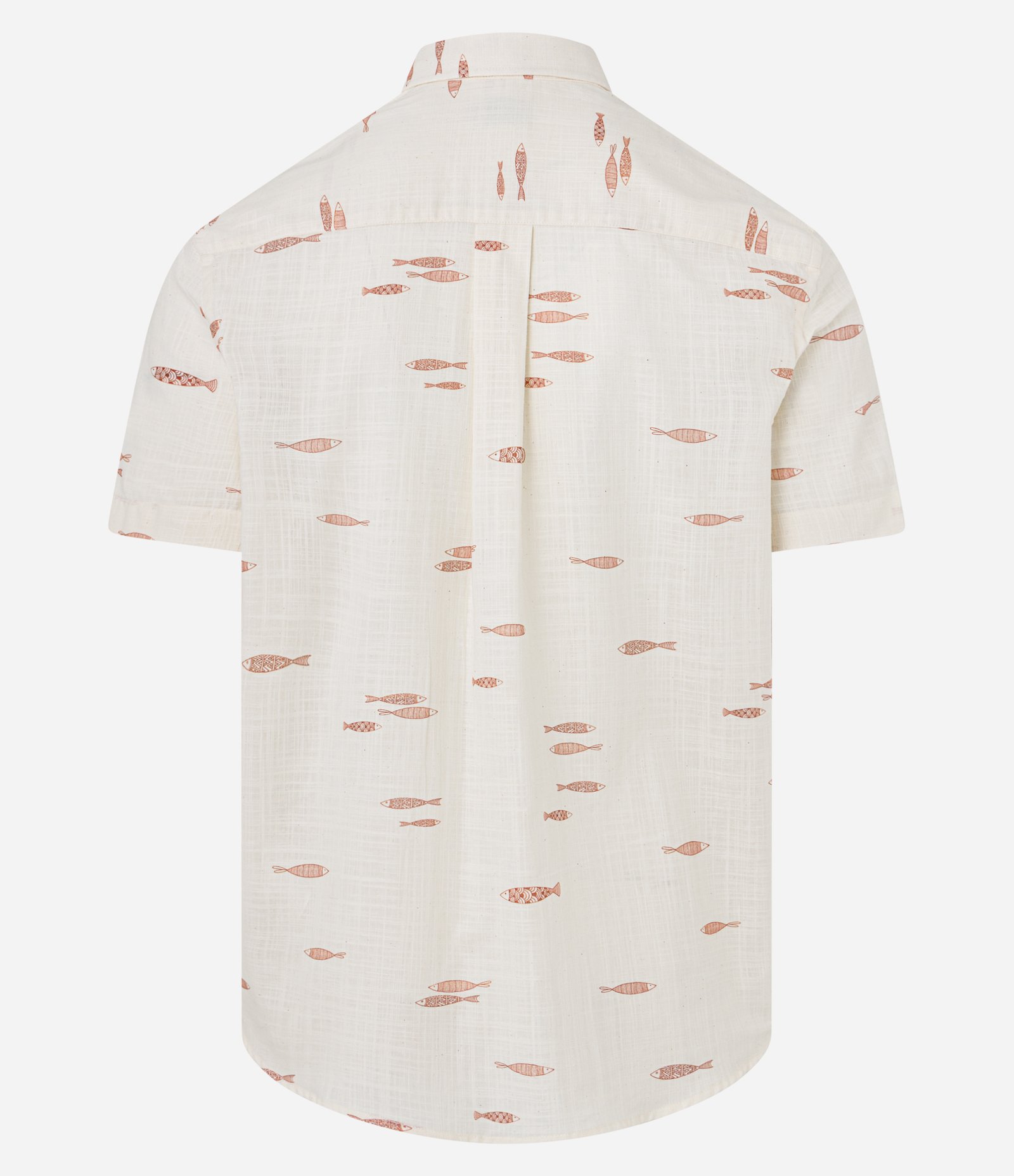 Camisa Comfort em algodão com Estampa Espinha de Peixe Branco 3
