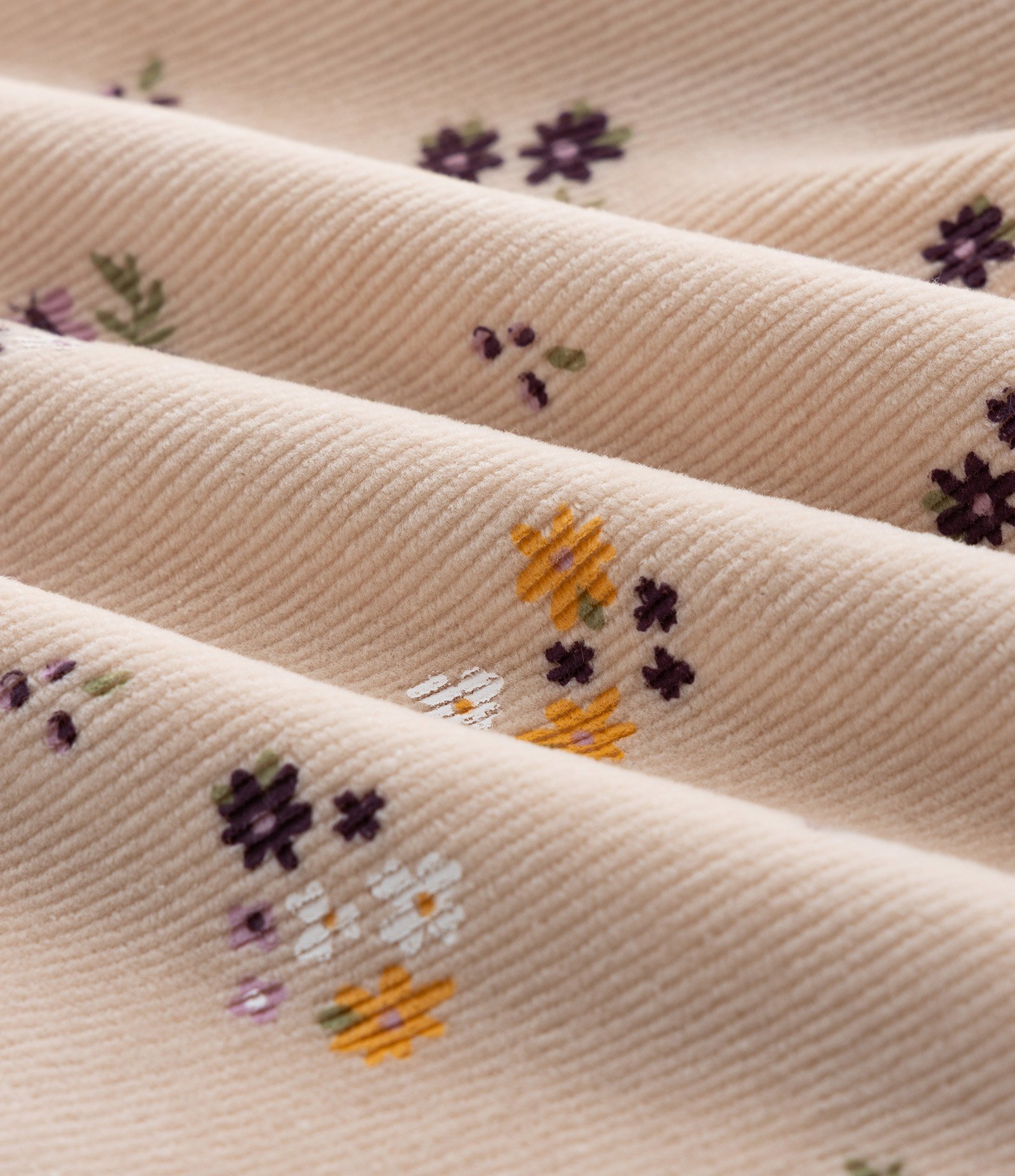 Vestido Infantil em Ribana Floral com Babado e Meia Calça – Tam 0 a 18 Meses Bege Claro 10