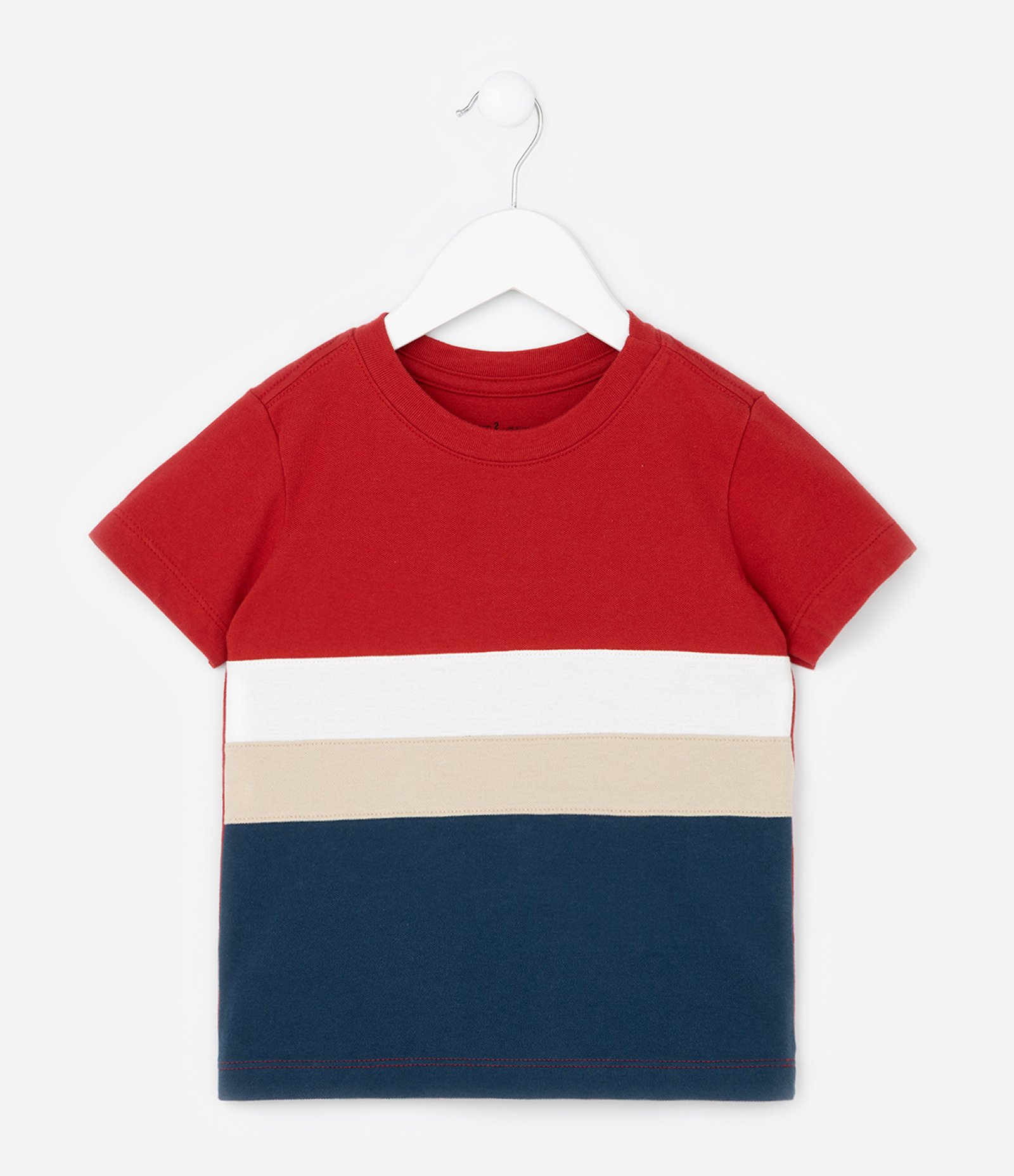 Camiseta Infantil com Blocos de Cor - Tam 1 a 6 Anos Vermelho 1
