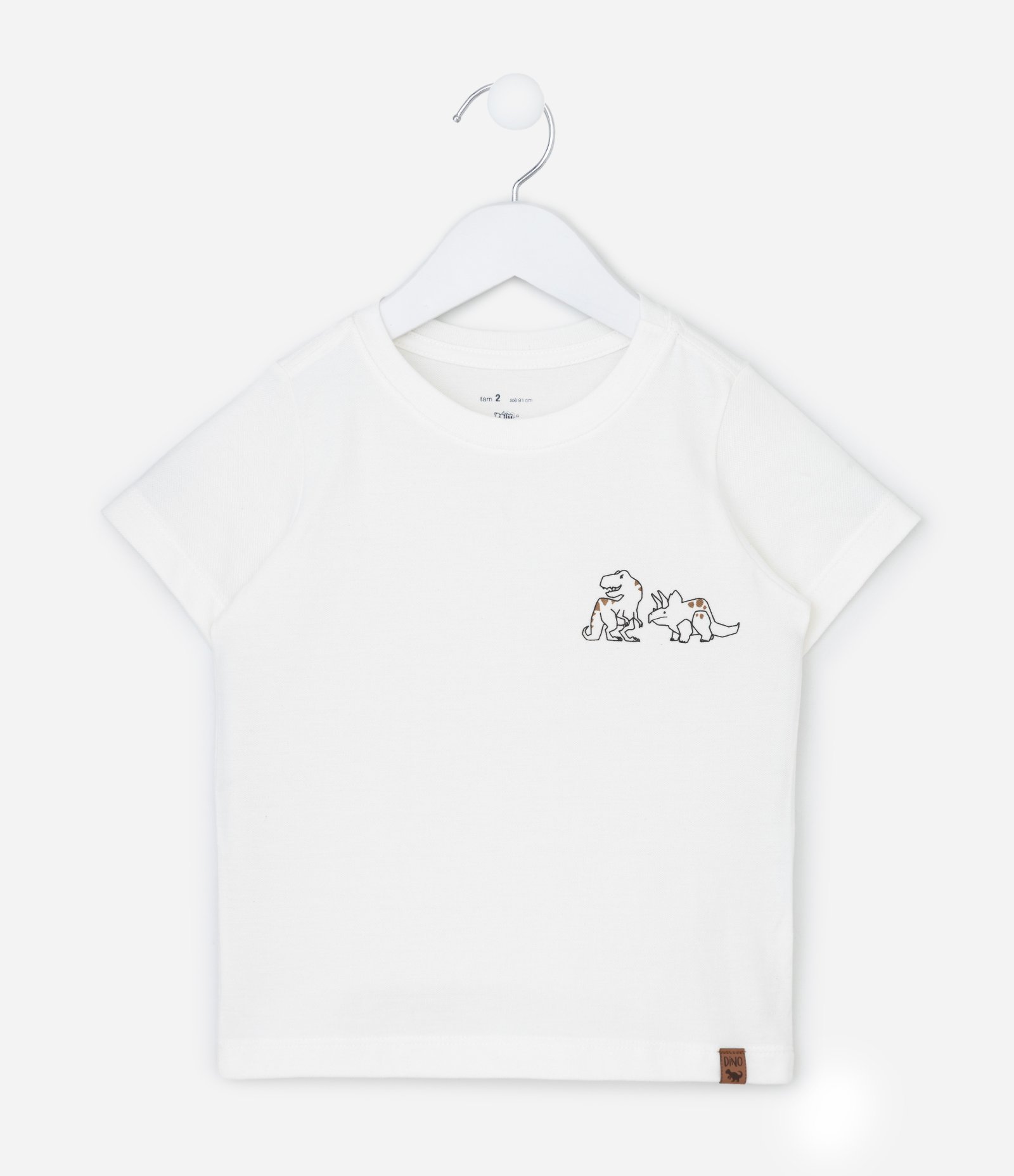 Camiseta Infantil com Estampa de Dinos - Tam 1 a 6 Anos Branco 1