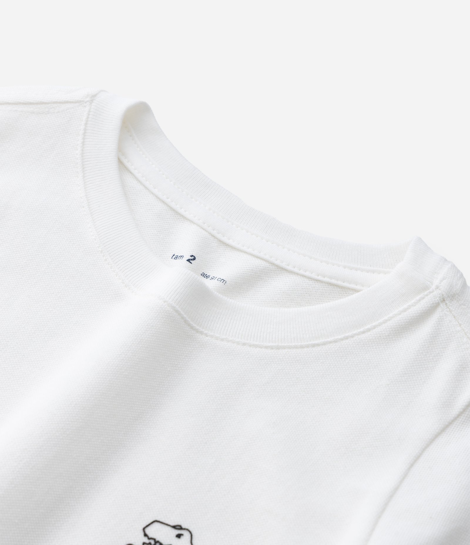 Camiseta Infantil com Estampa de Dinos - Tam 1 a 6 Anos Branco 5