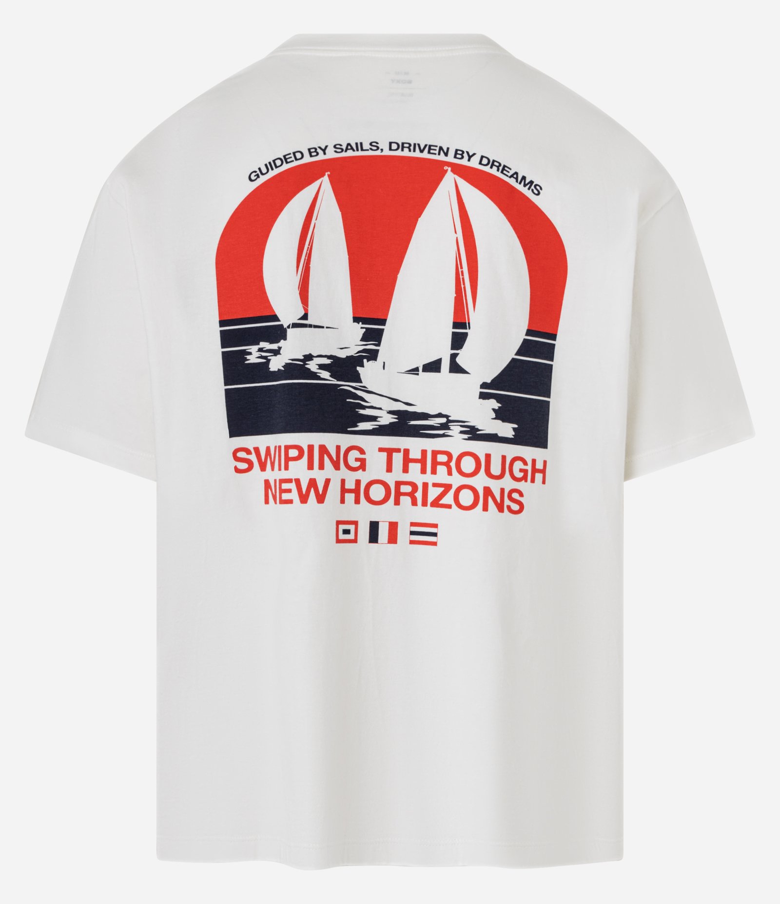 Camiseta Boxy em Malhão com Estampa Frente e Costas de Barco Branco 6