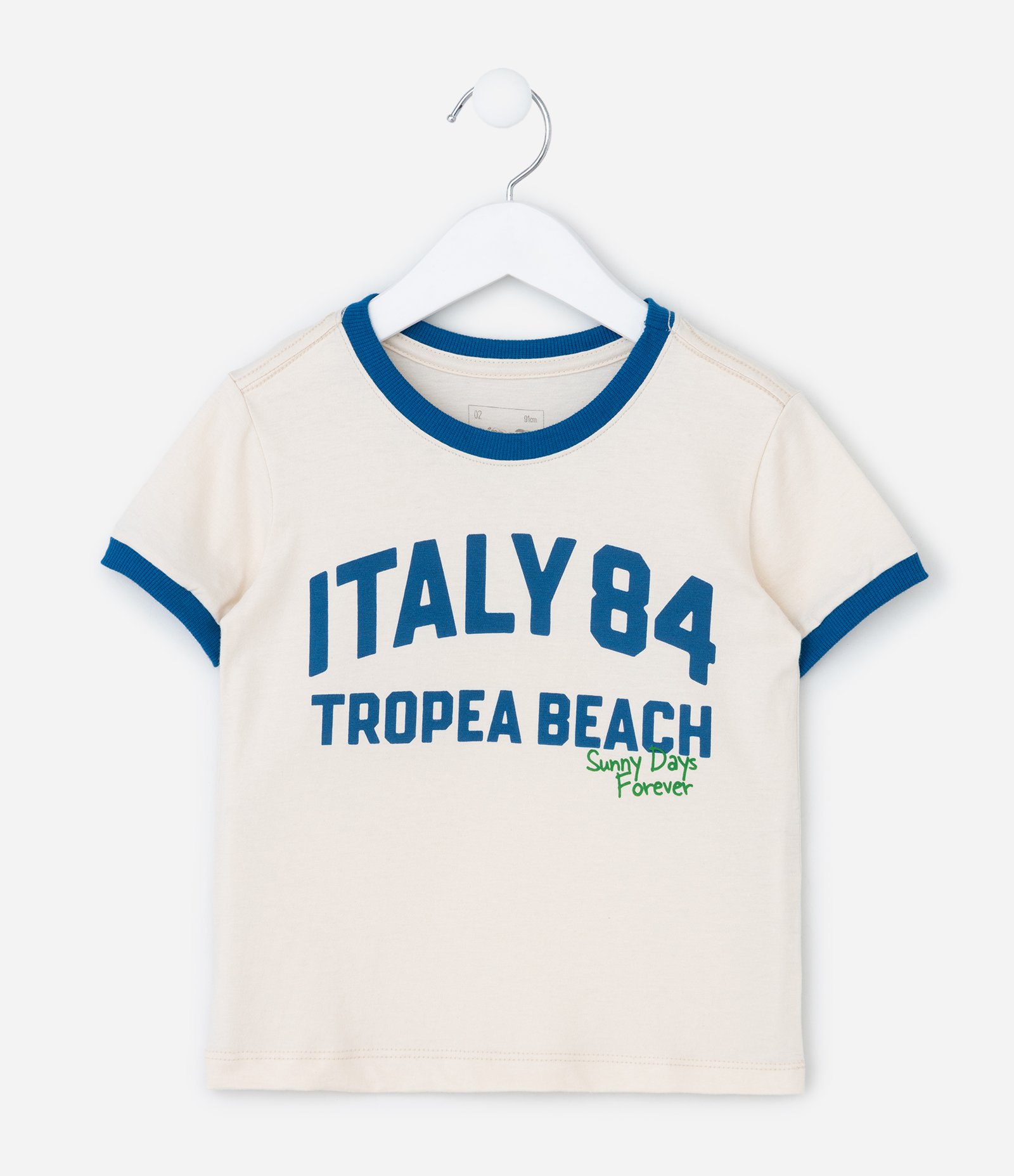 Camiseta Infantil em Algodão com Estampa Lettering Italy - Tam 1 a 6 Anos Bege 1