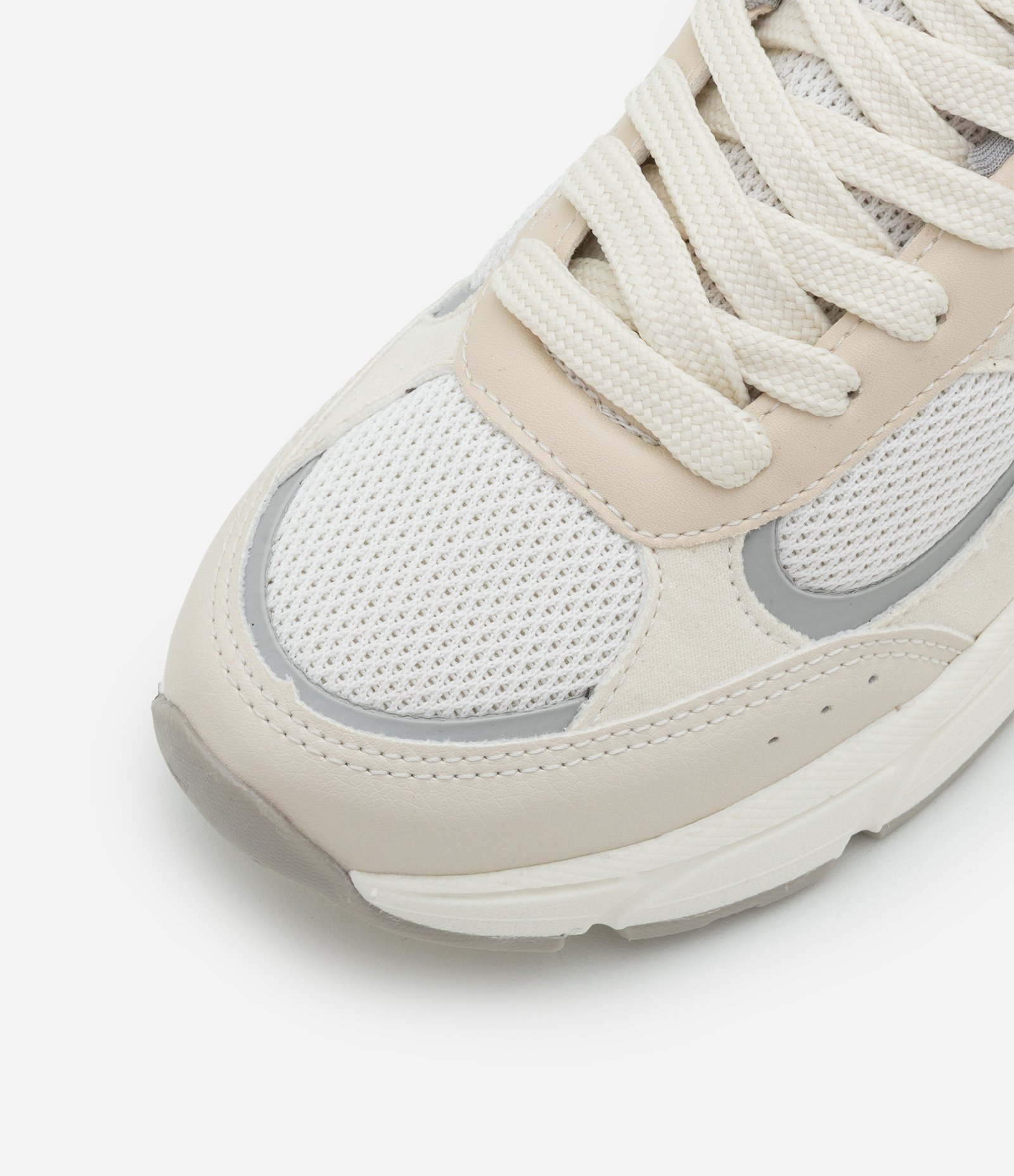 Tênis Infantil Esportivo em PU com Recortes - Tam 33 ao 36 Off White/Cinza 4