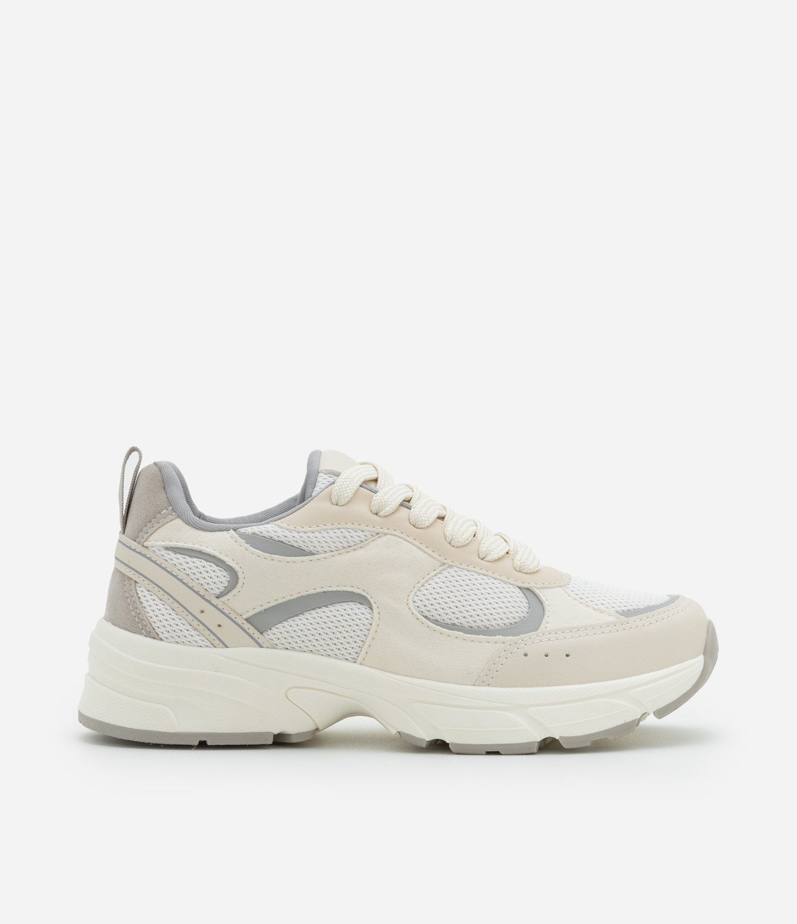 Tênis Infantil Esportivo em PU com Recortes - Tam 33 ao 36 Off White/Cinza 5