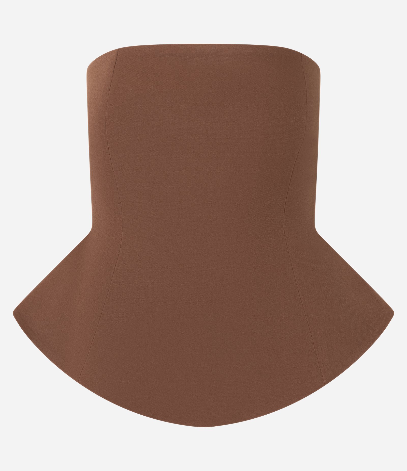 Blusa Peplum Alfaiataria Sem Manga com Recortes Marrom 4