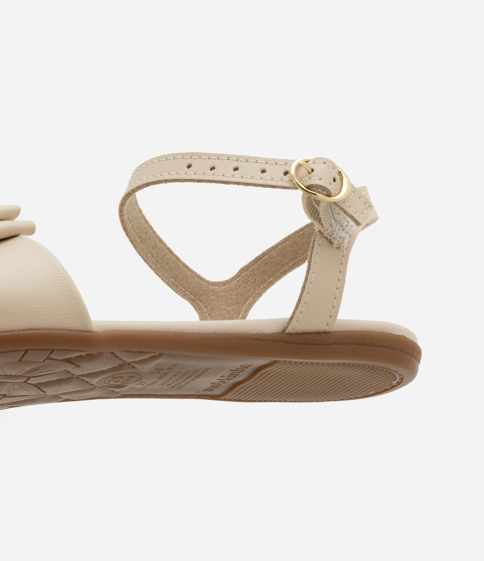 Sandália Infantil em PU com Laço- Tam 20 ao 25 Bege 3