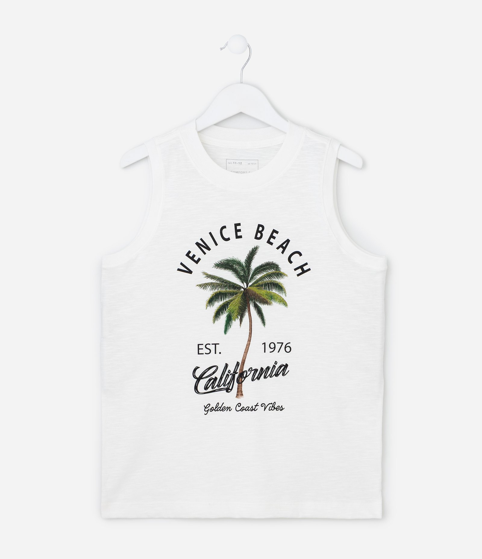 Regata Infantil com Estampa de Coqueiro - Tam 5 a 14 Anos Branco 1