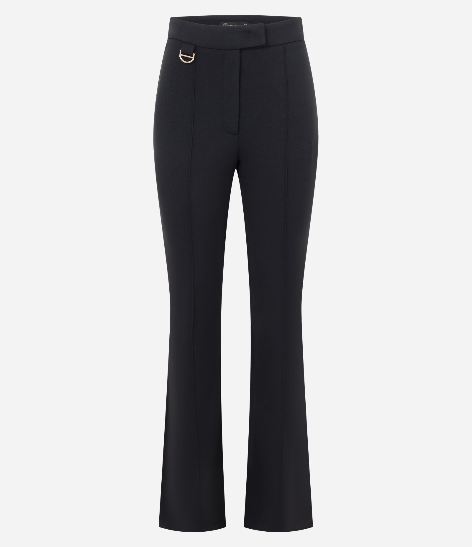 Calça Fit Flare em Ponto Roma com Fivelinha Preto 5