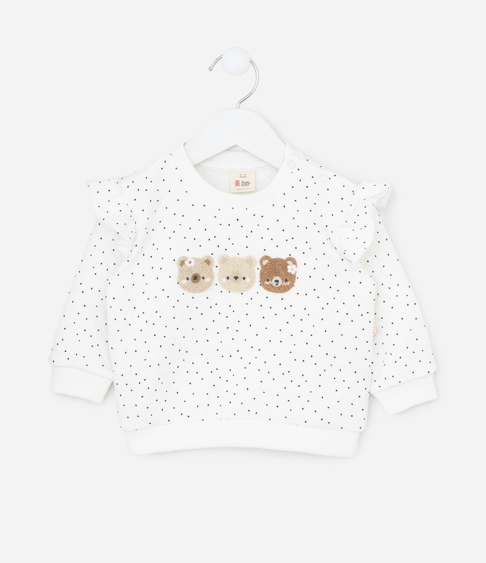 Casaco Infantil em Chenille com Bordados de Ursos – Tam 0 a 18 Meses Branco 2