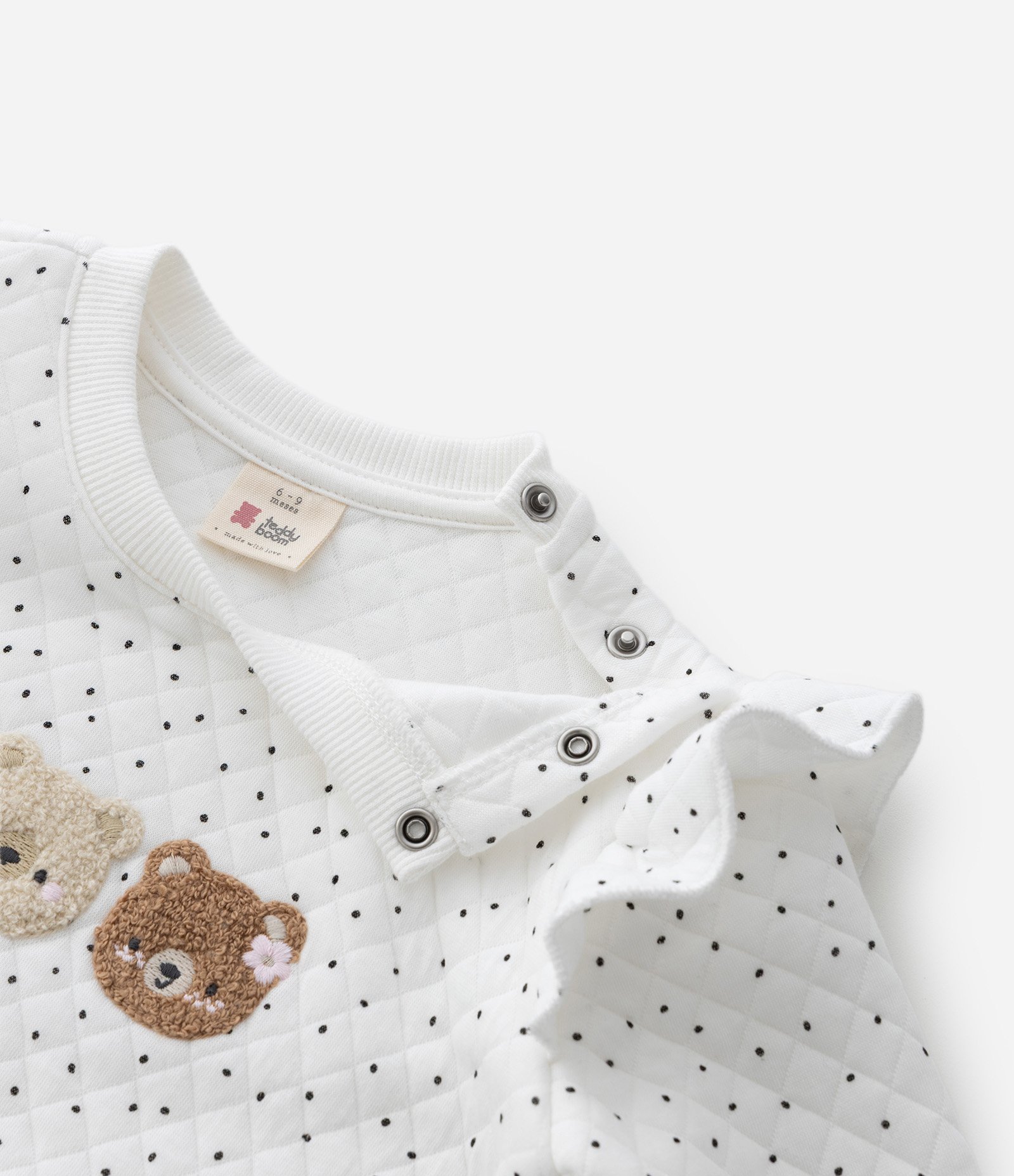 Casaco Infantil em Chenille com Bordados de Ursos – Tam 0 a 18 Meses Branco 7