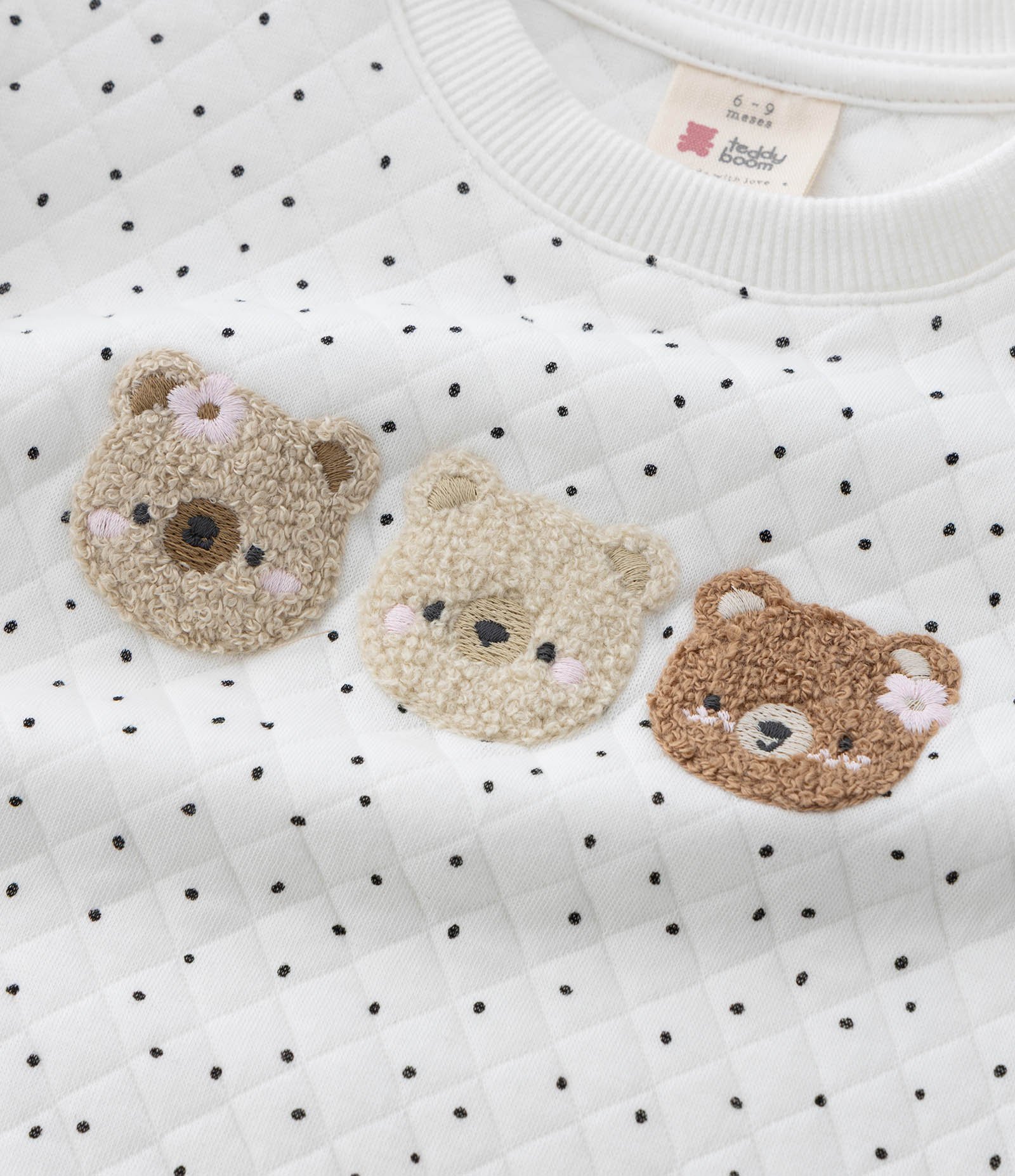 Casaco Infantil em Chenille com Bordados de Ursos – Tam 0 a 18 Meses Branco 8